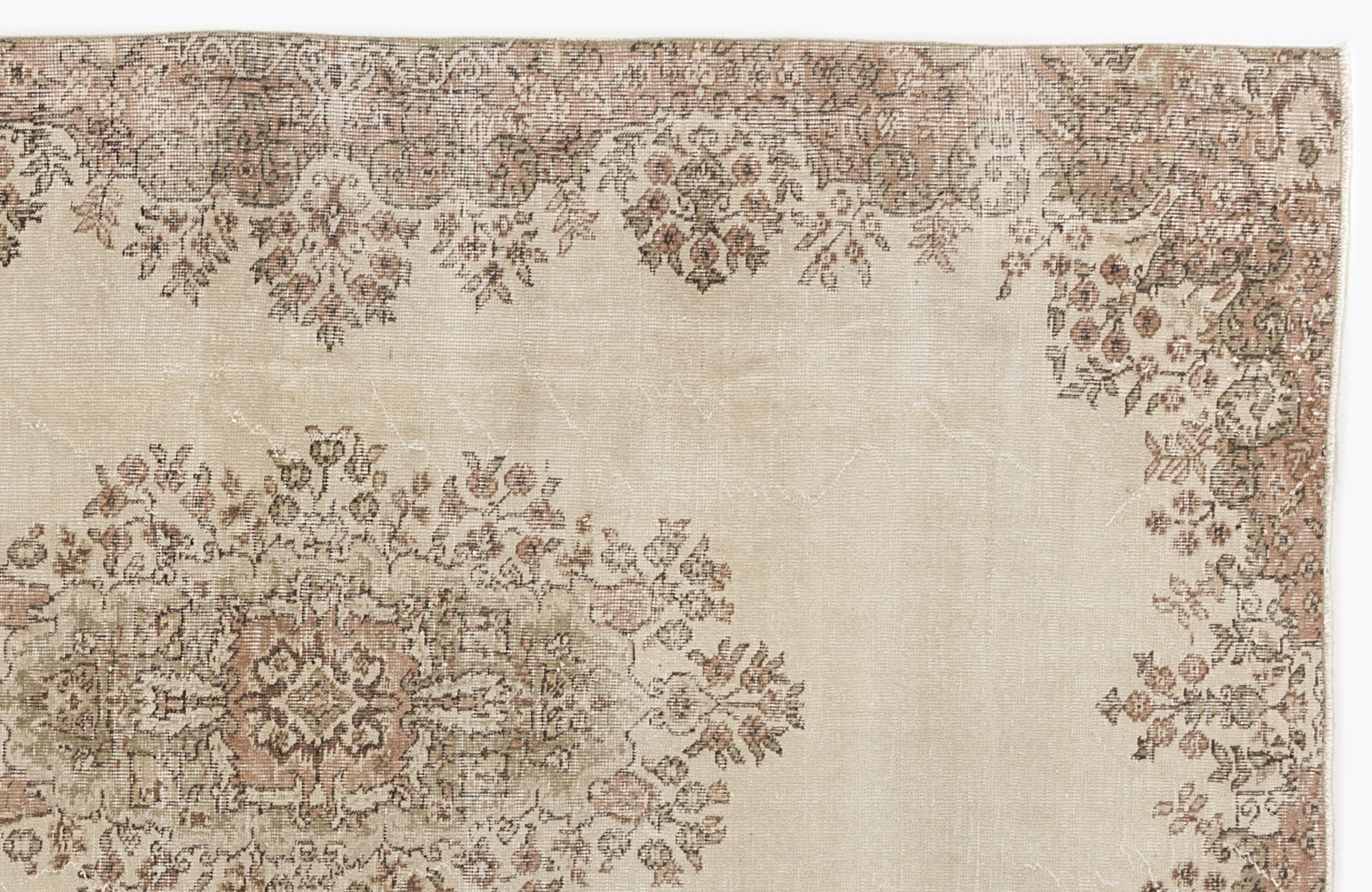 Atina Beige Vintage Wool Handmade Area Rug 5'4" x 8'3"