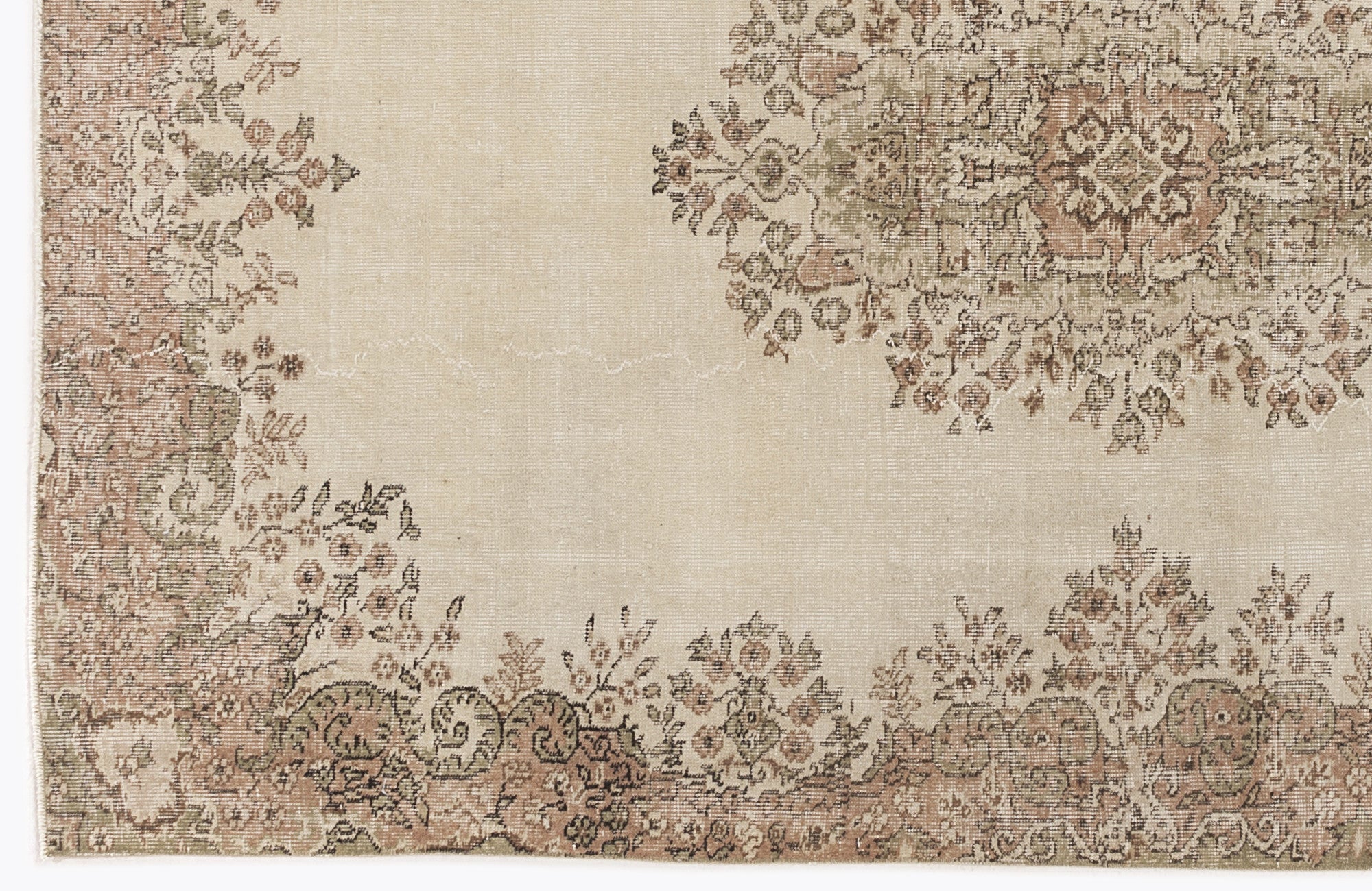 Atina Beige Vintage Wool Handmade Area Rug 5'4" x 8'3"