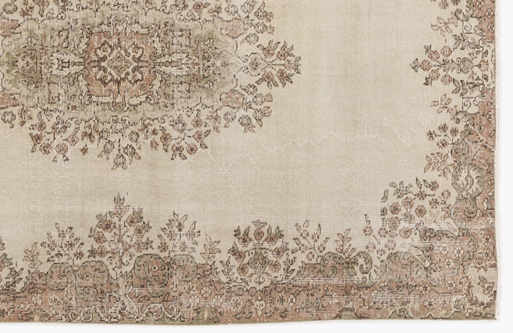 Atina Beige Vintage Wool Handmade Area Rug 5'4" x 8'3"