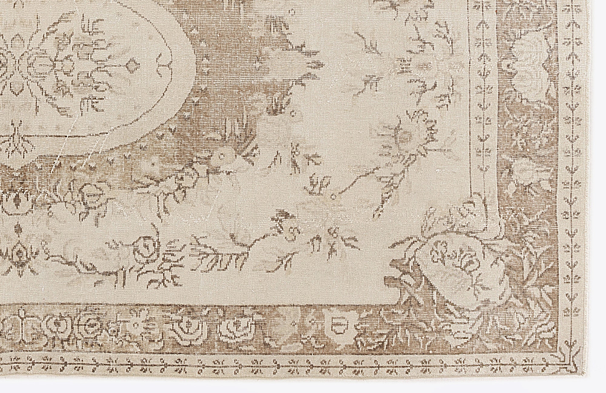 Atina Beige Vintage Wool Handmade Area Rug 5'11" x 9'7"