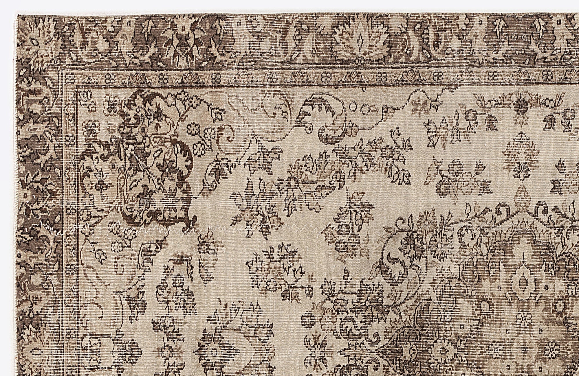 Atina Beige Vintage Wool Handmade Area Rug 6'1" x 9'3"
