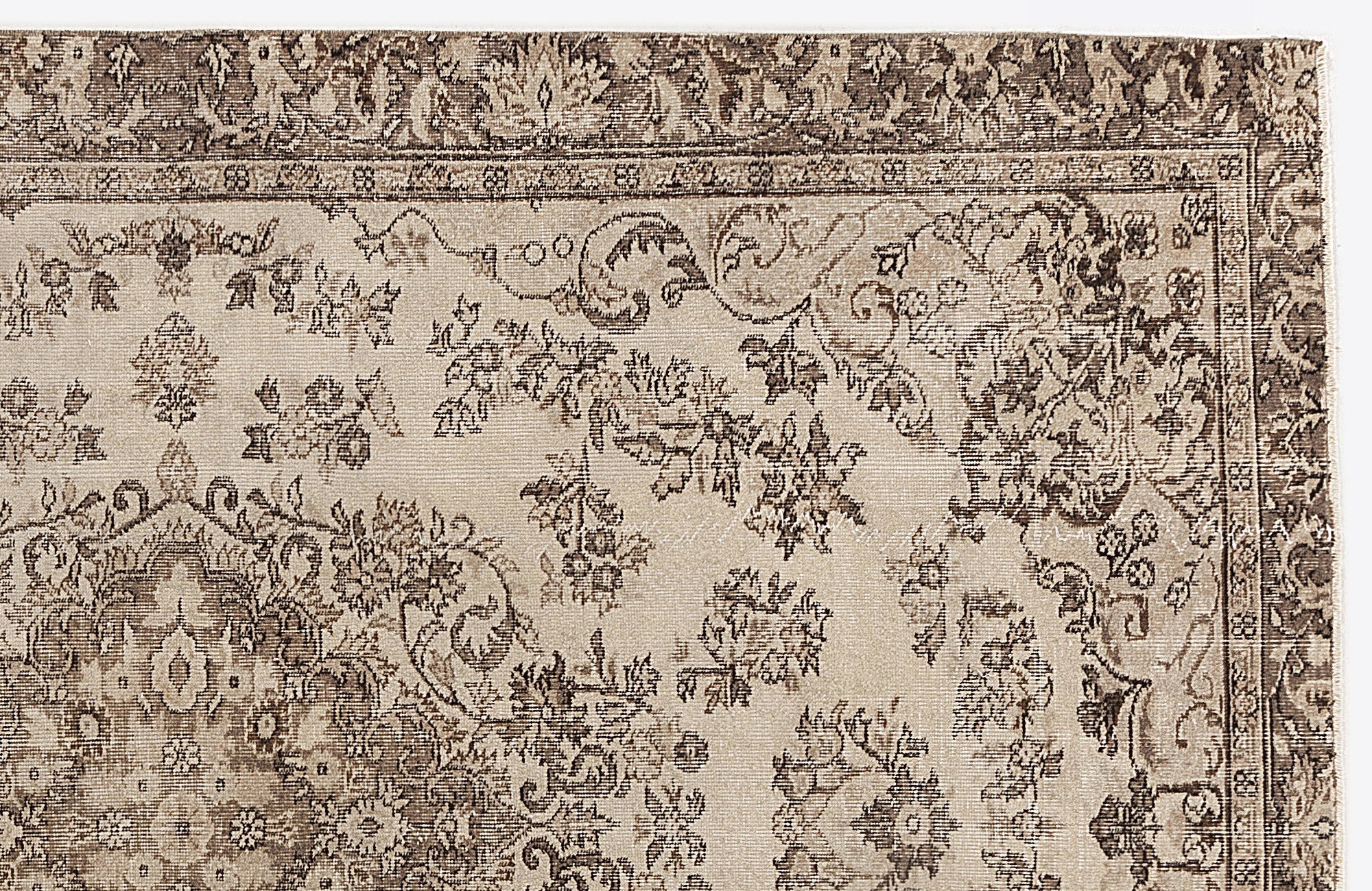 Atina Beige Vintage Wool Handmade Area Rug 6'1" x 9'3"
