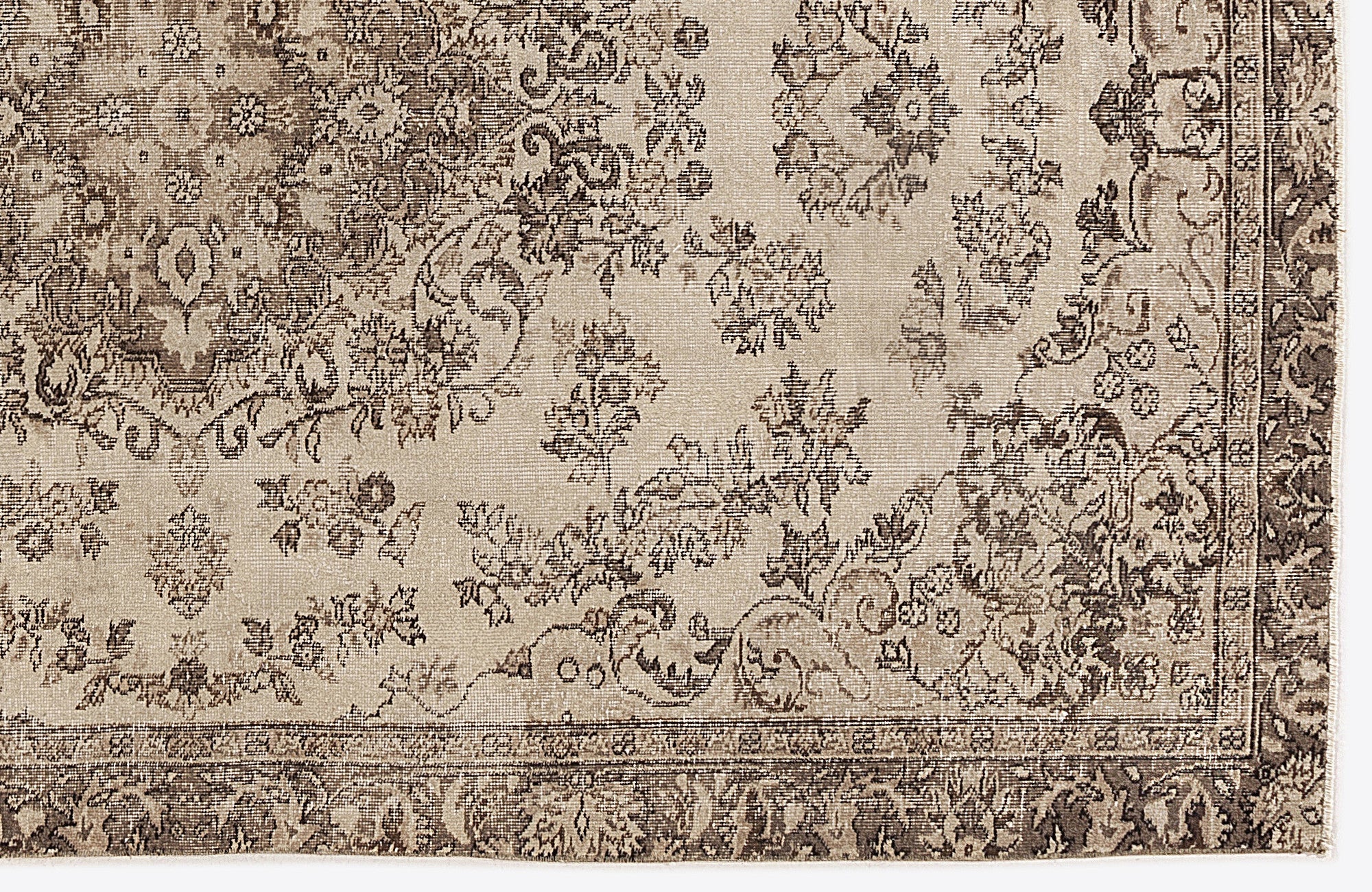 Atina Beige Vintage Wool Handmade Area Rug 6'1" x 9'3"