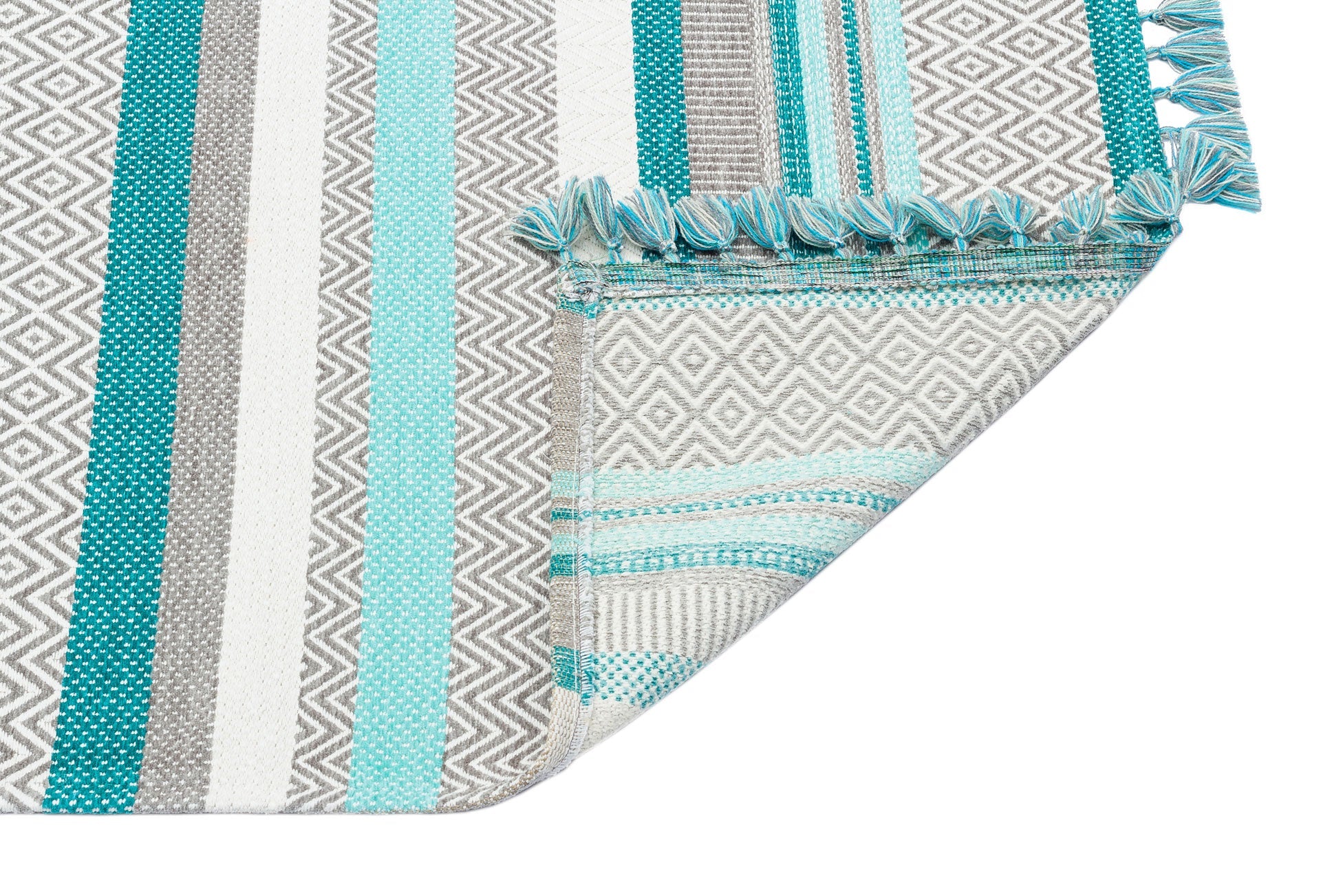Blue Striped Cotton Kilim – Antibacterial Washable Non Slip Flatweave Rug