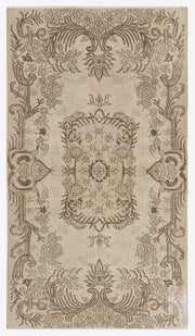 Atina Beige Vintage Wool Handmade Area Rug 3'10" x 6'9"