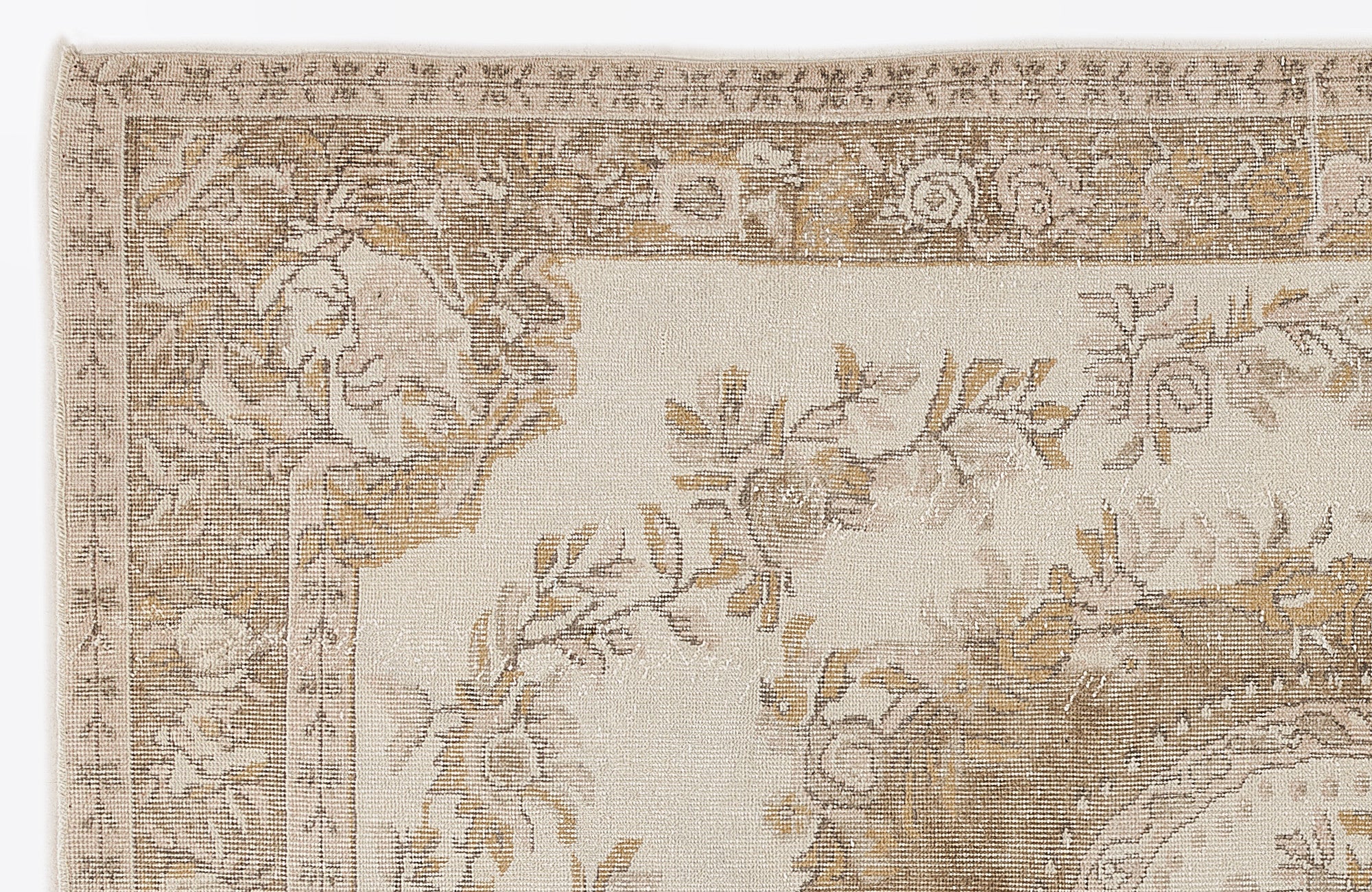 Atina Beige Vintage Wool Handmade Area Rug 6'0" x 9'3"