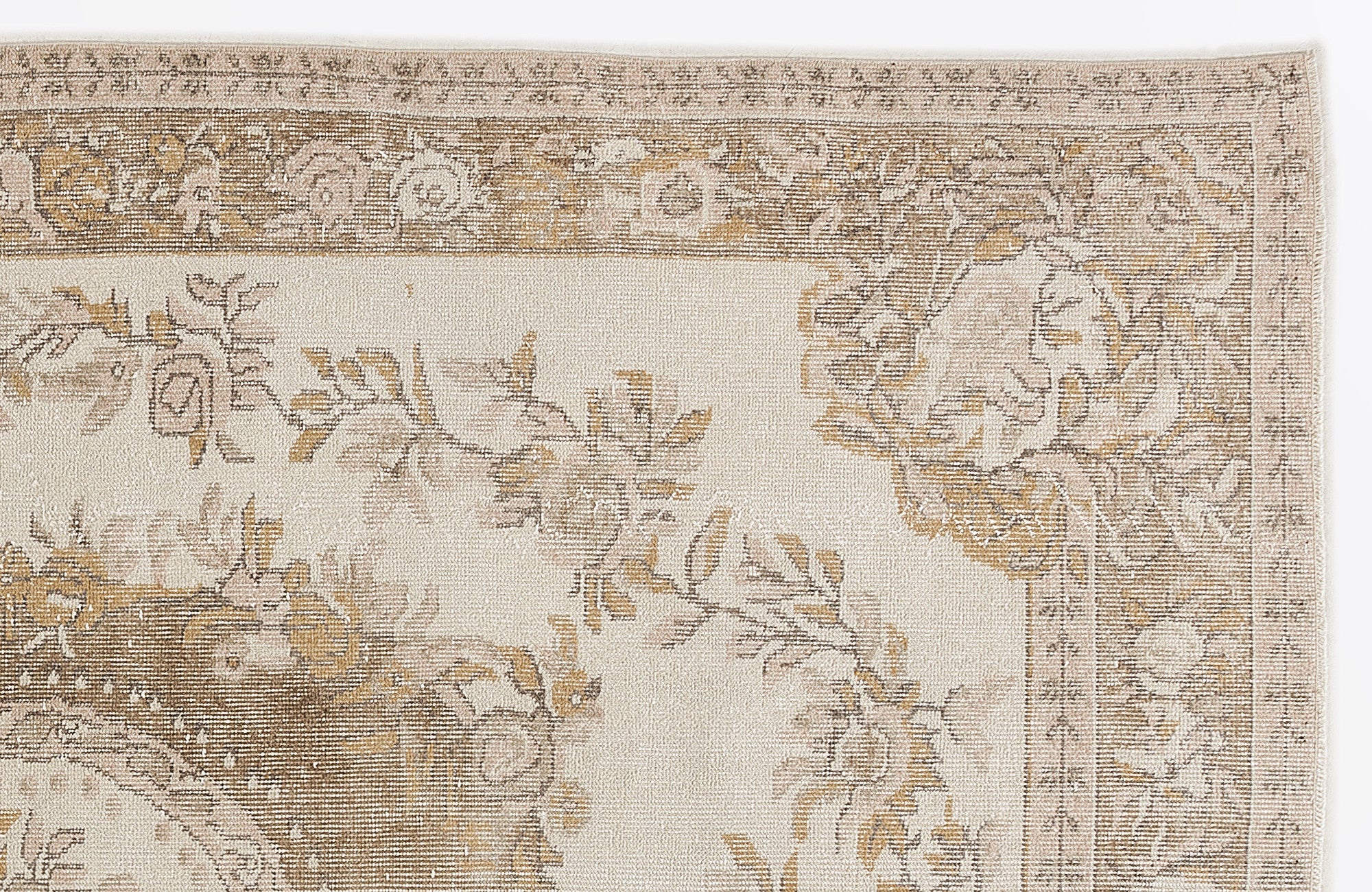 Atina Beige Vintage Wool Handmade Area Rug 6'0" x 9'3"