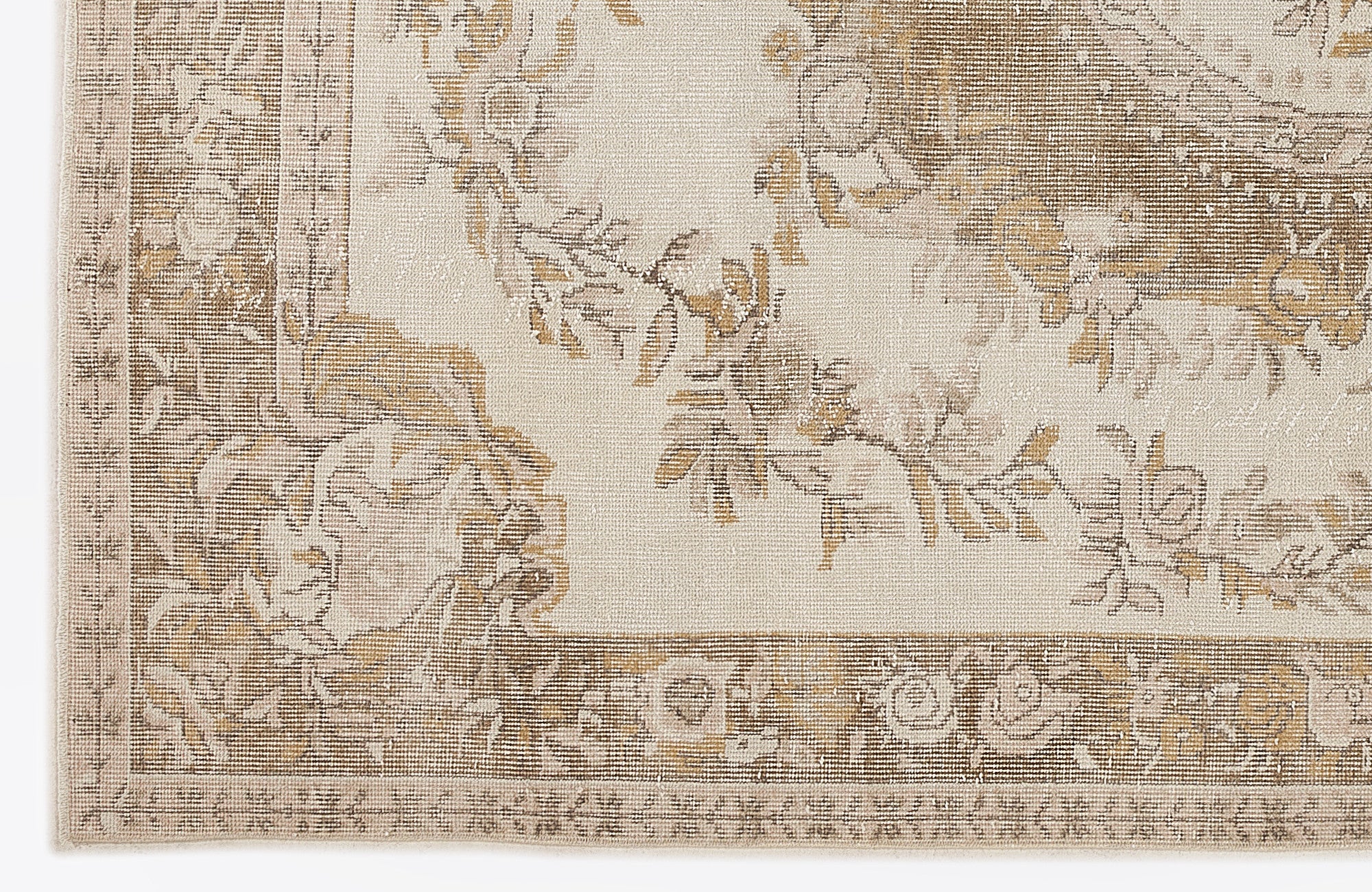 Atina Beige Vintage Wool Handmade Area Rug 6'0" x 9'3"