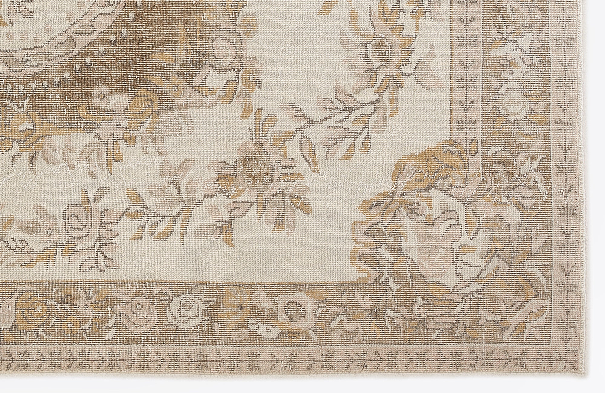 Atina Beige Vintage Wool Handmade Area Rug 6'0" x 9'3"