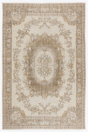 Atina Beige Vintage Wool Handmade Area Rug 6'0" x 9'3"