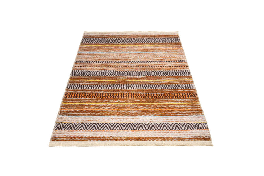 Brown Striped Area Rug – Soft Cotton Chenille Rug | Digital Print Carpet