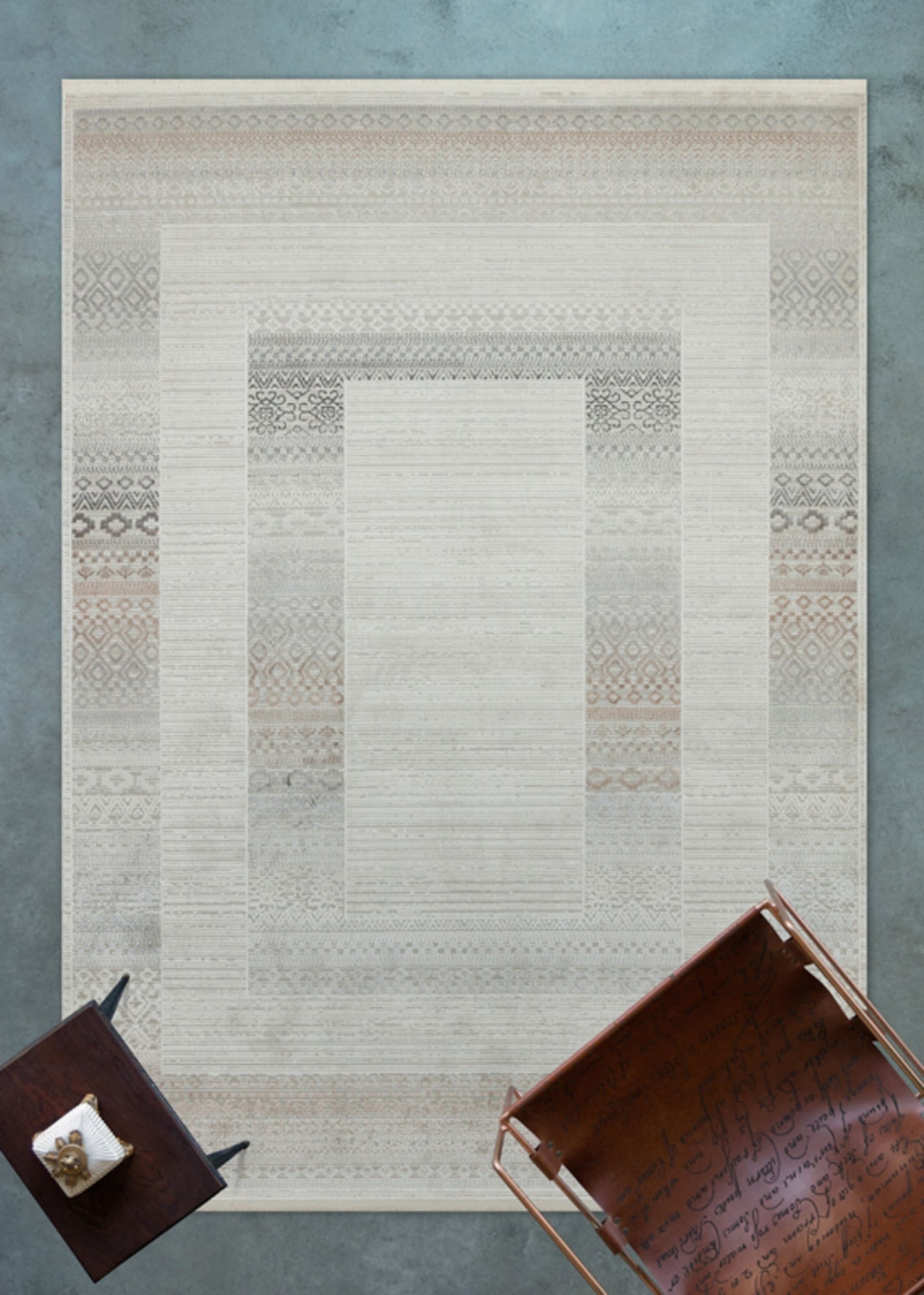 Modern Grey Area Rug – Machine Made Rug with Cotton Yarn for Living Room