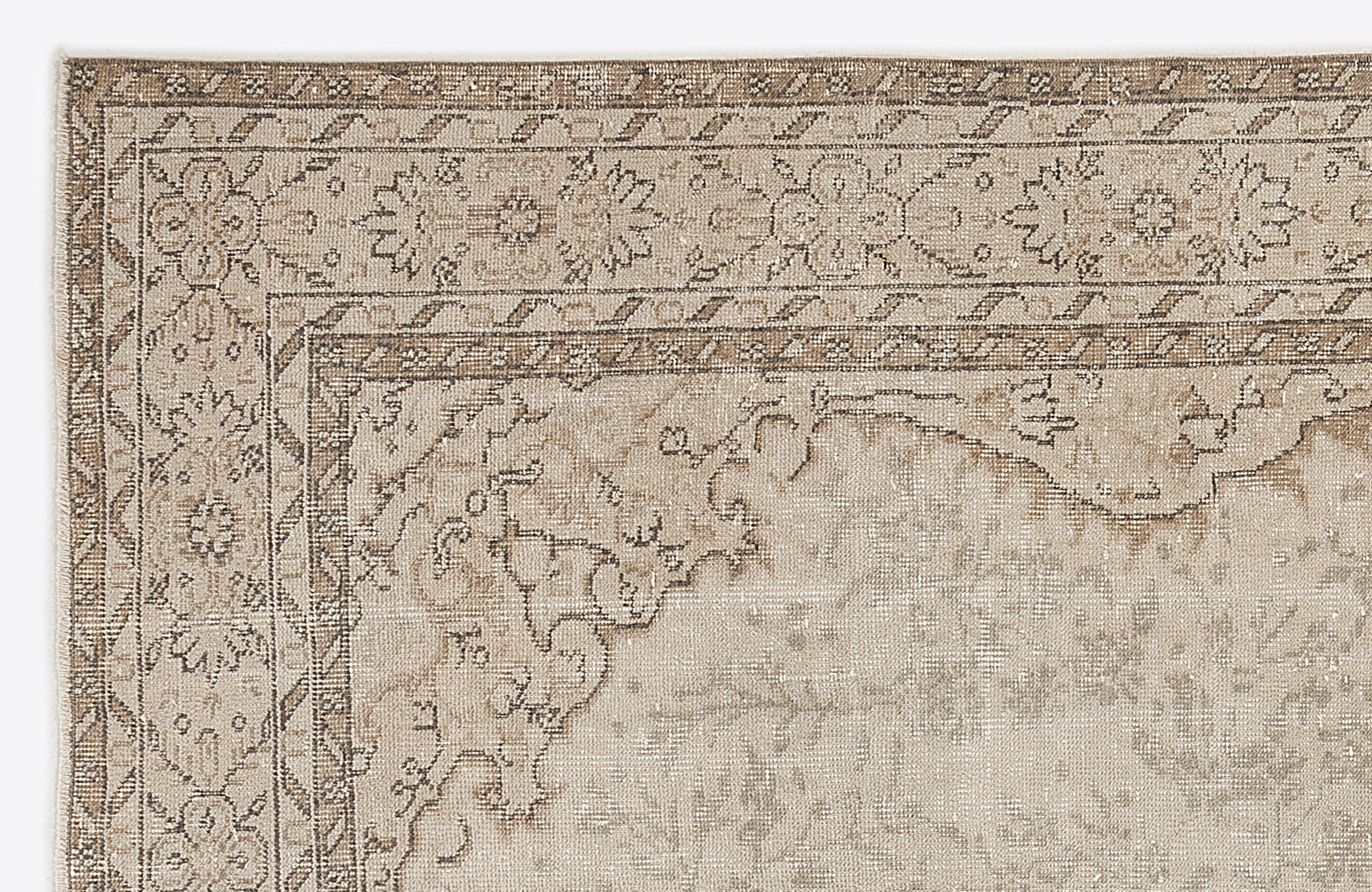 Atina Beige Vintage Wool Handmade Area Rug 4'11" x 11'6"