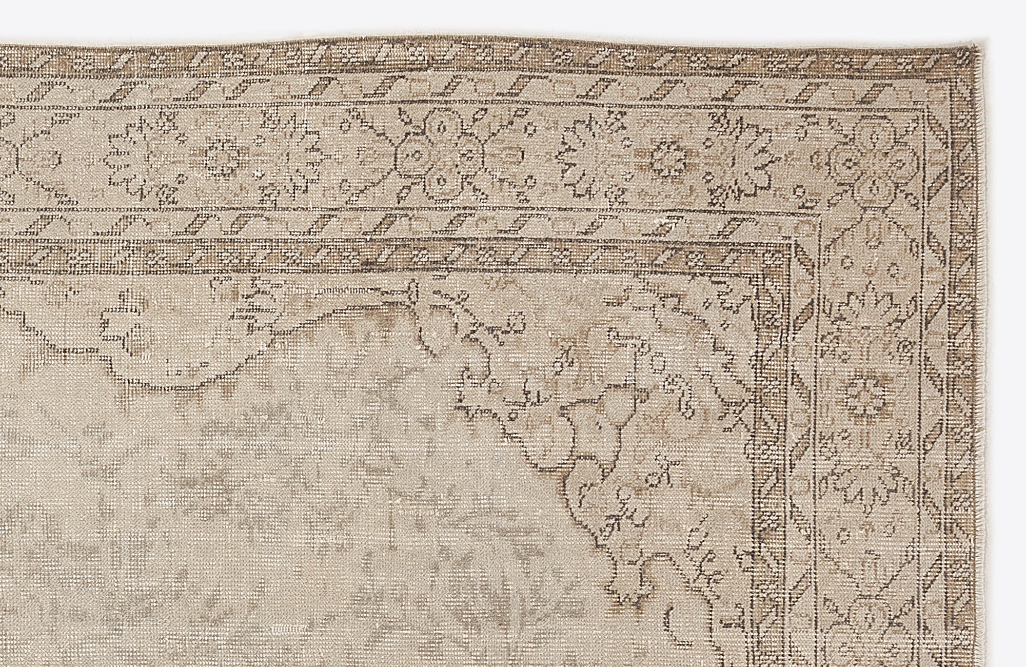 Atina Beige Vintage Wool Handmade Area Rug 4'11" x 11'6"
