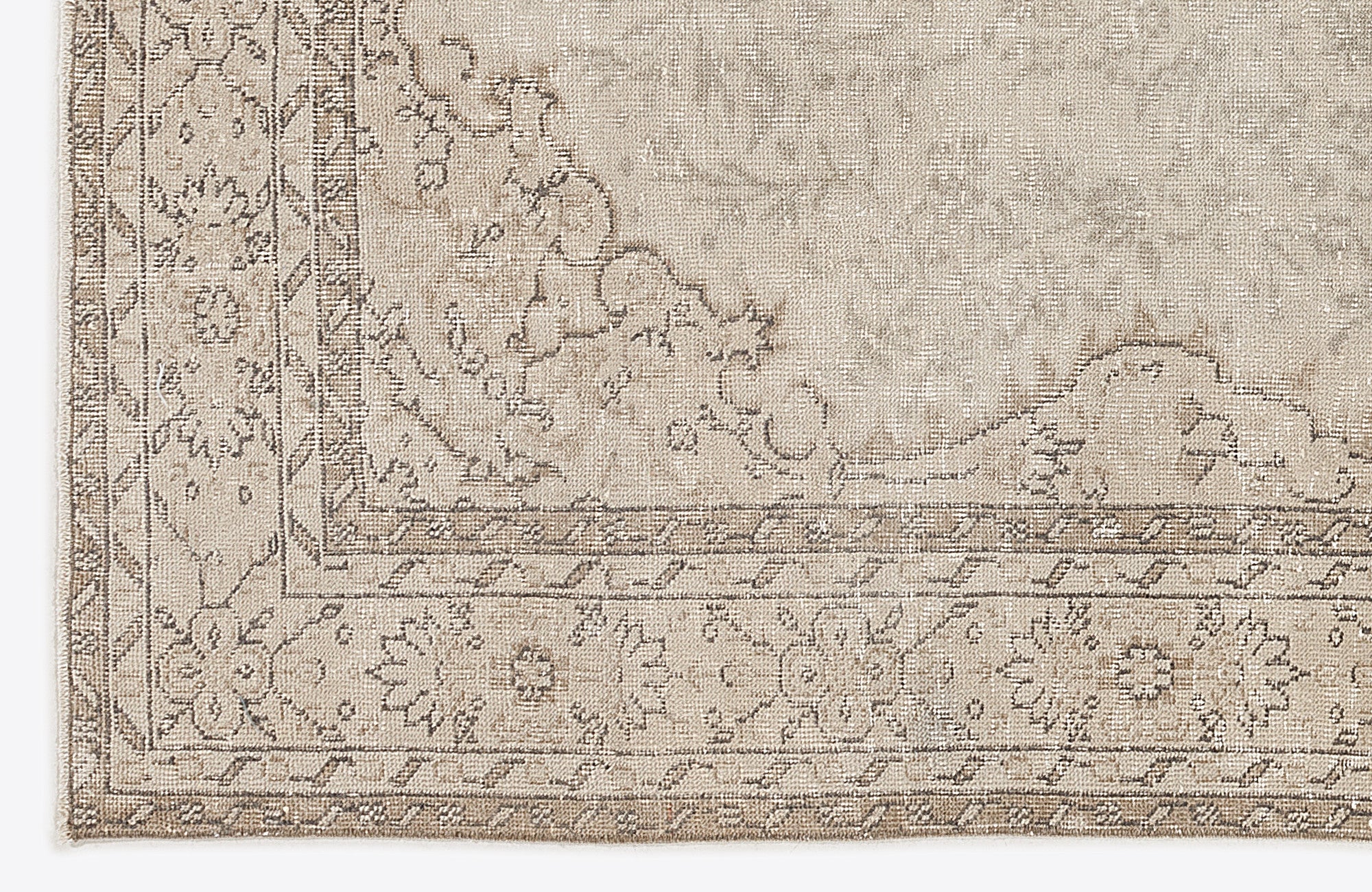Atina Beige Vintage Wool Handmade Area Rug 4'11" x 11'6"