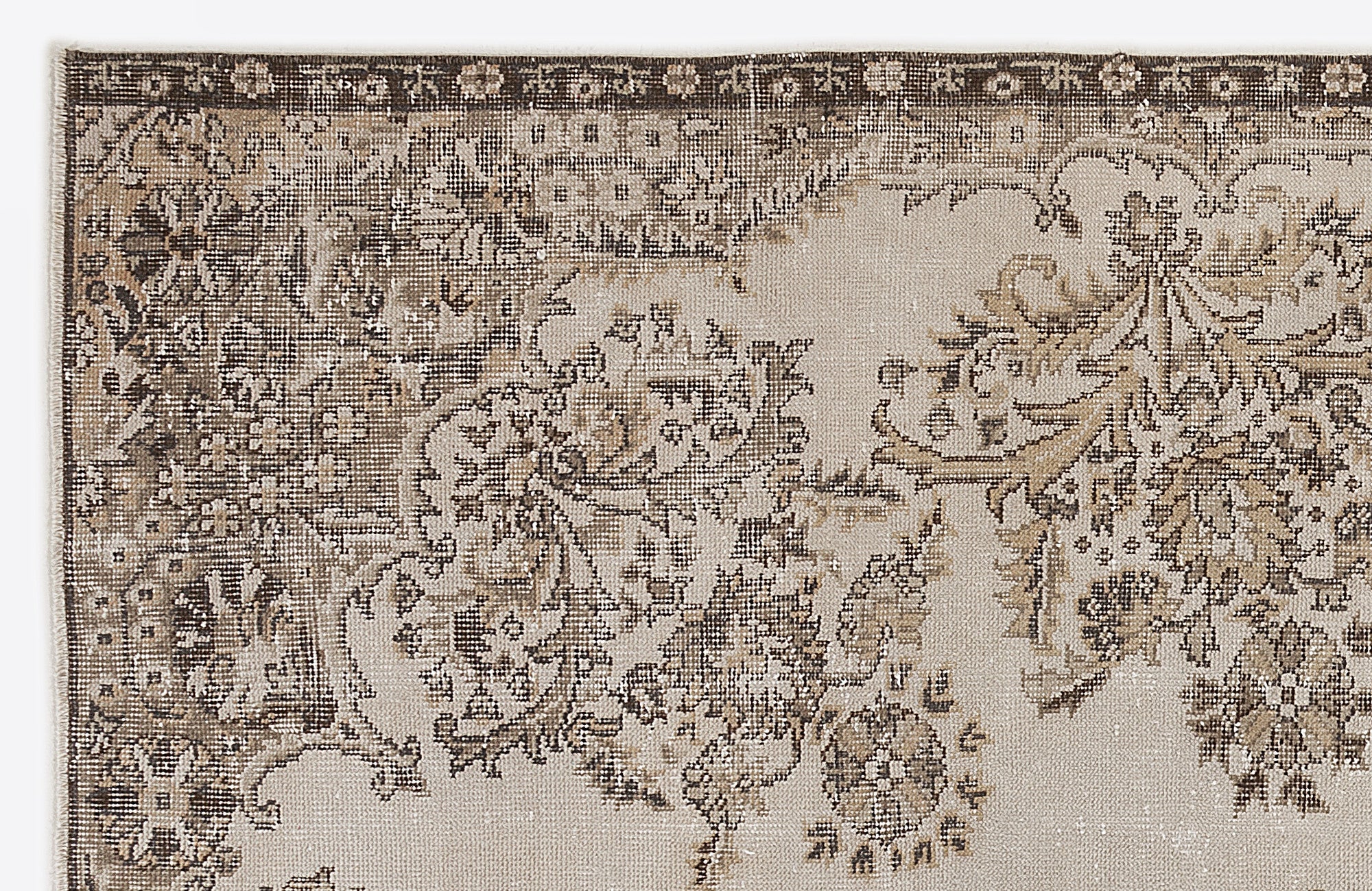 Atina Beige Vintage Wool Handmade Area Rug 6'2" x 9'8"