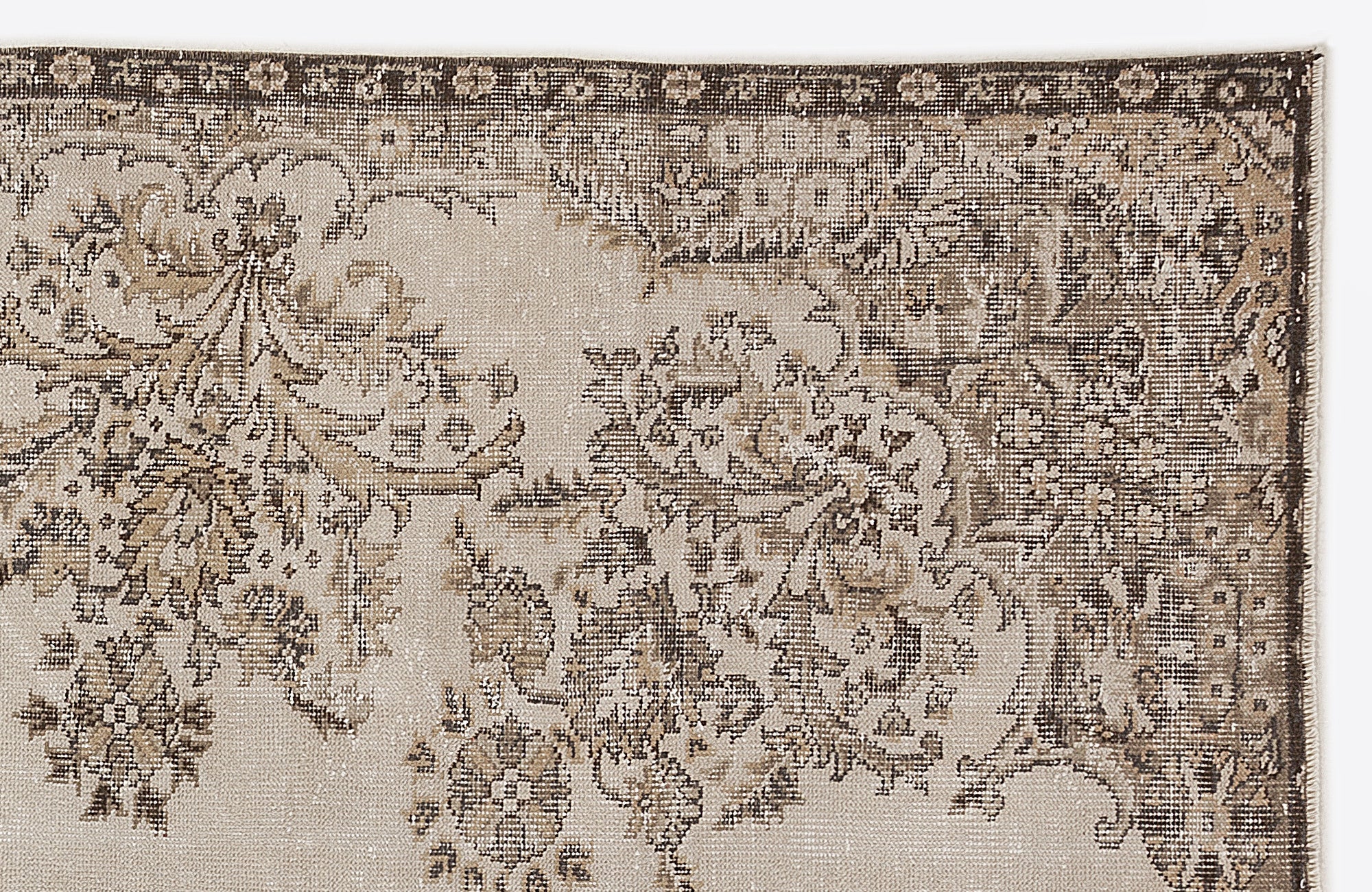 Atina Beige Vintage Wool Handmade Area Rug 6'2" x 9'8"