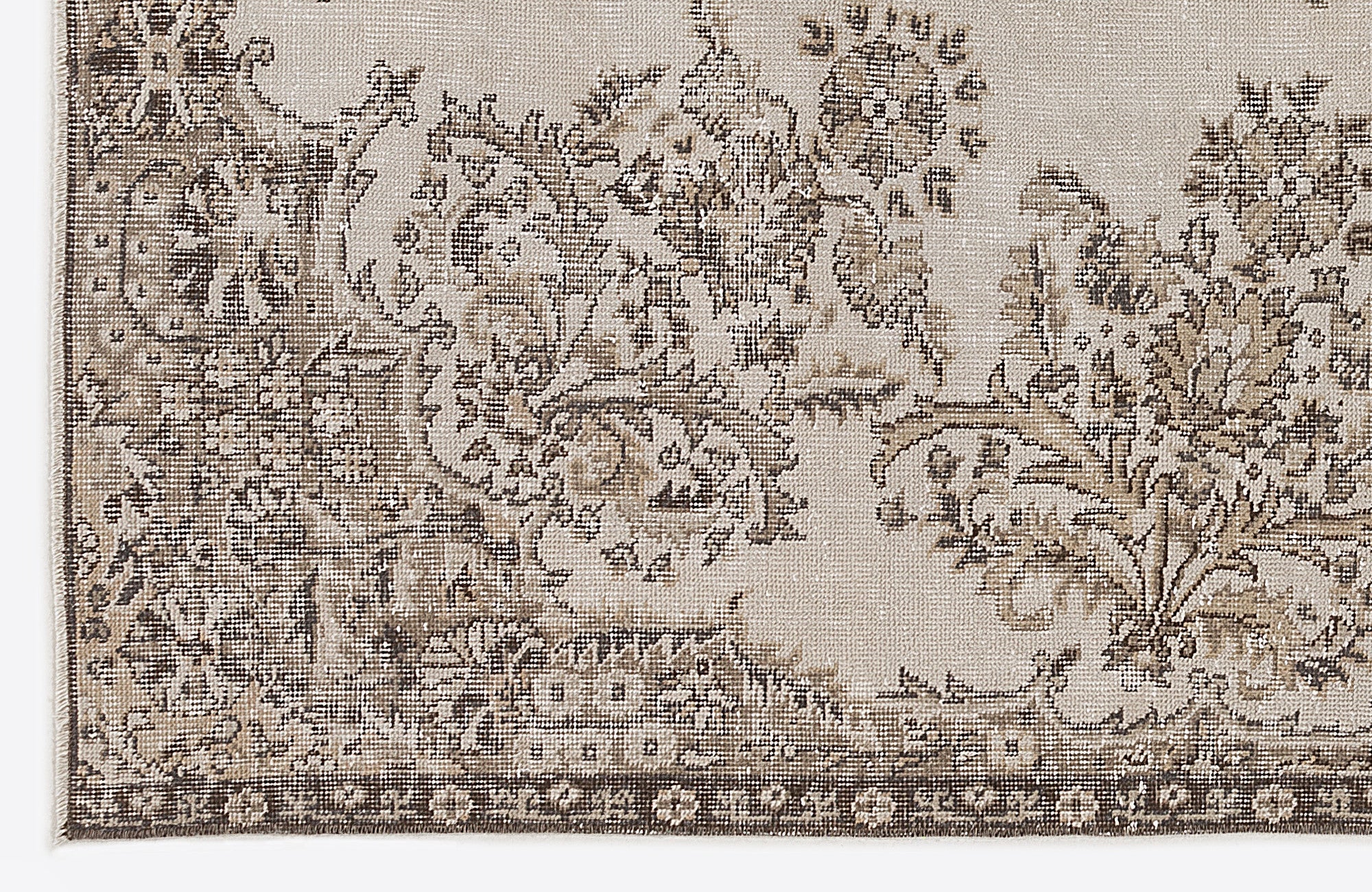 Atina Beige Vintage Wool Handmade Area Rug 6'2" x 9'8"