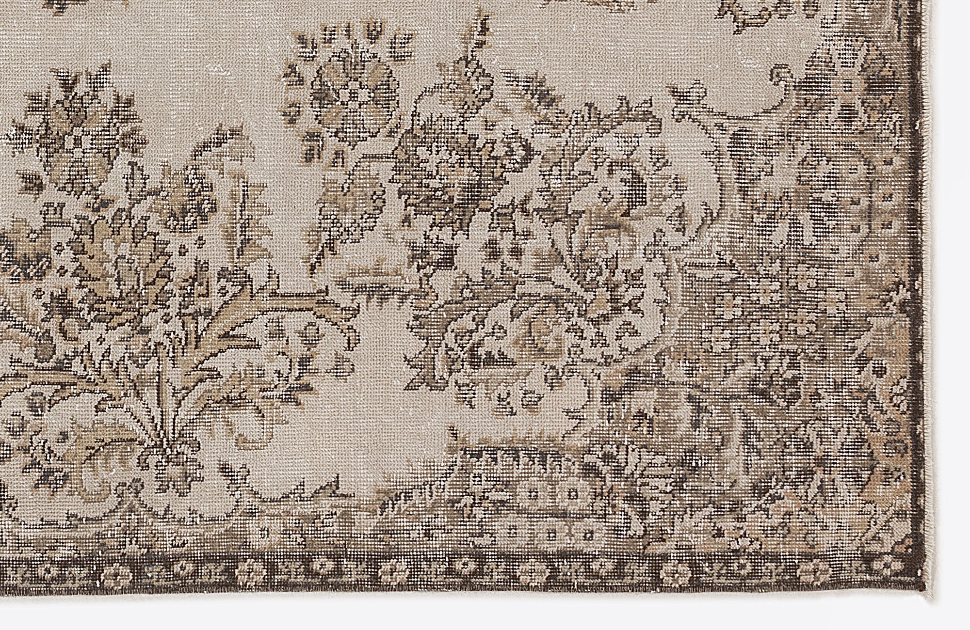 Atina Beige Vintage Wool Handmade Area Rug 6'2" x 9'8"