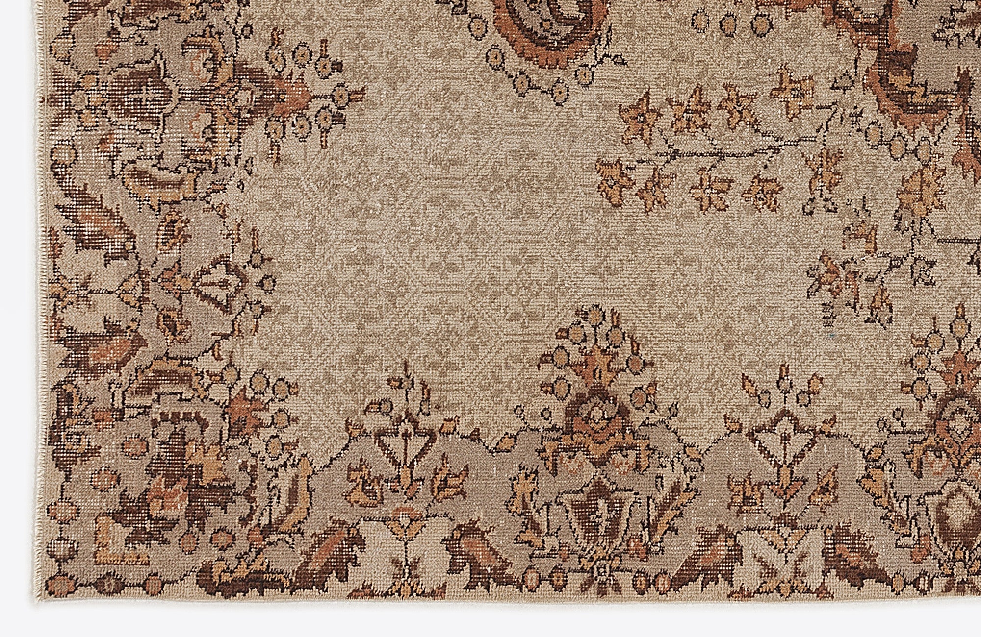 Atina Brown Vintage Wool Handmade Area Rug 5'10" x 9'1"