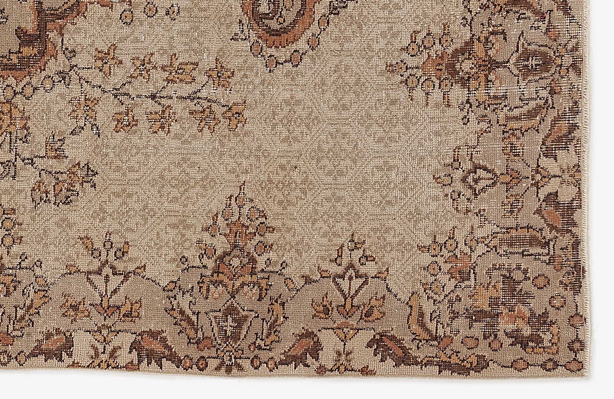 Atina Brown Vintage Wool Handmade Area Rug 5'10" x 9'1"