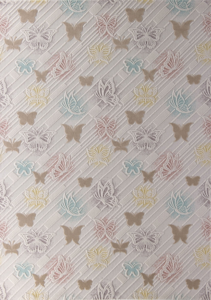 Cream Area Rug – Machine Made Figured Cotton Carpet | Living Room Decor