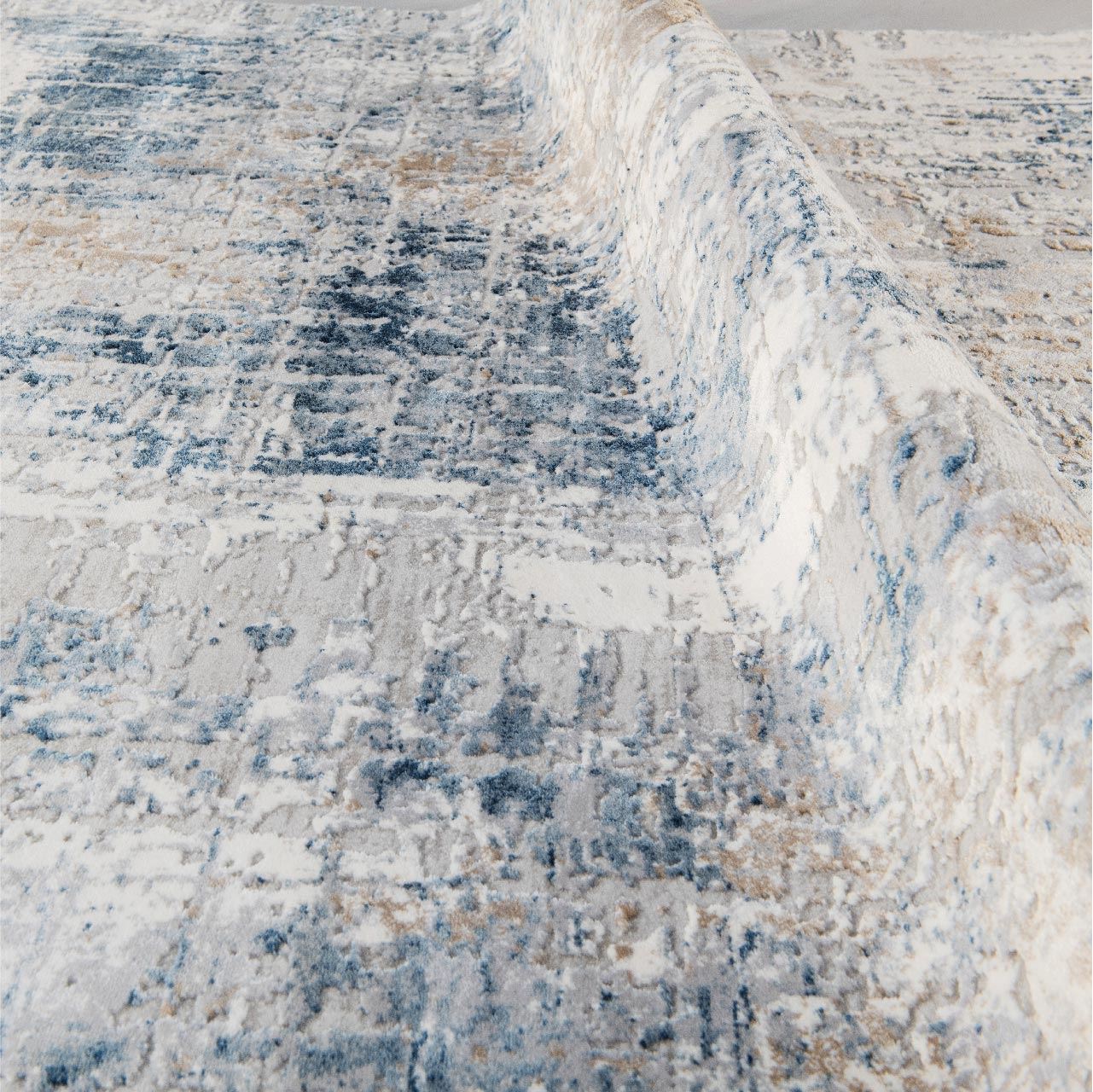Modern Area Rug – Blue Machine Made Rug With Laser Cut Edges & Soft Pile Carpet