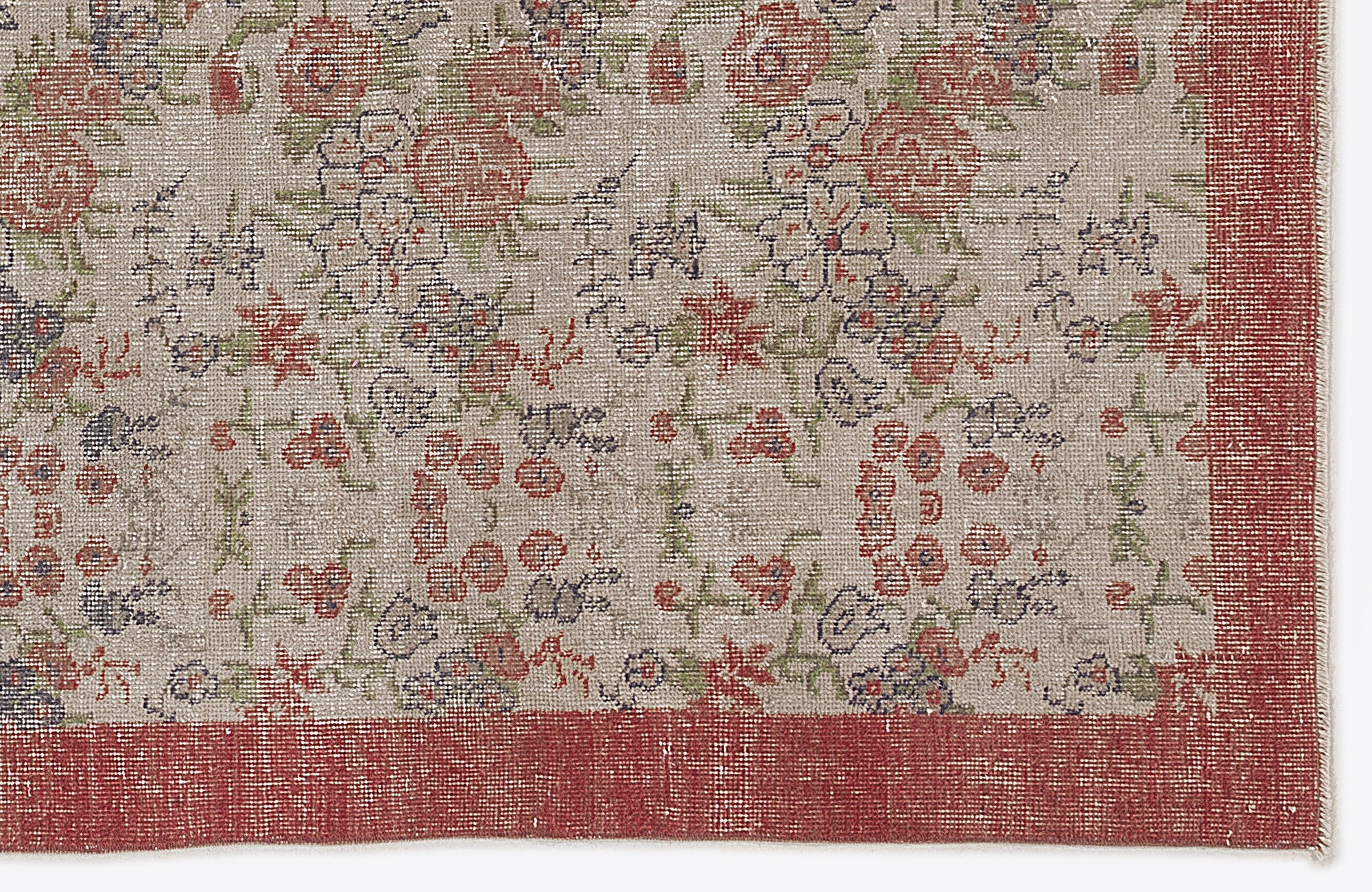 Atina Red Frame Wool Handmade Area Rug 5'5" x 9'0"