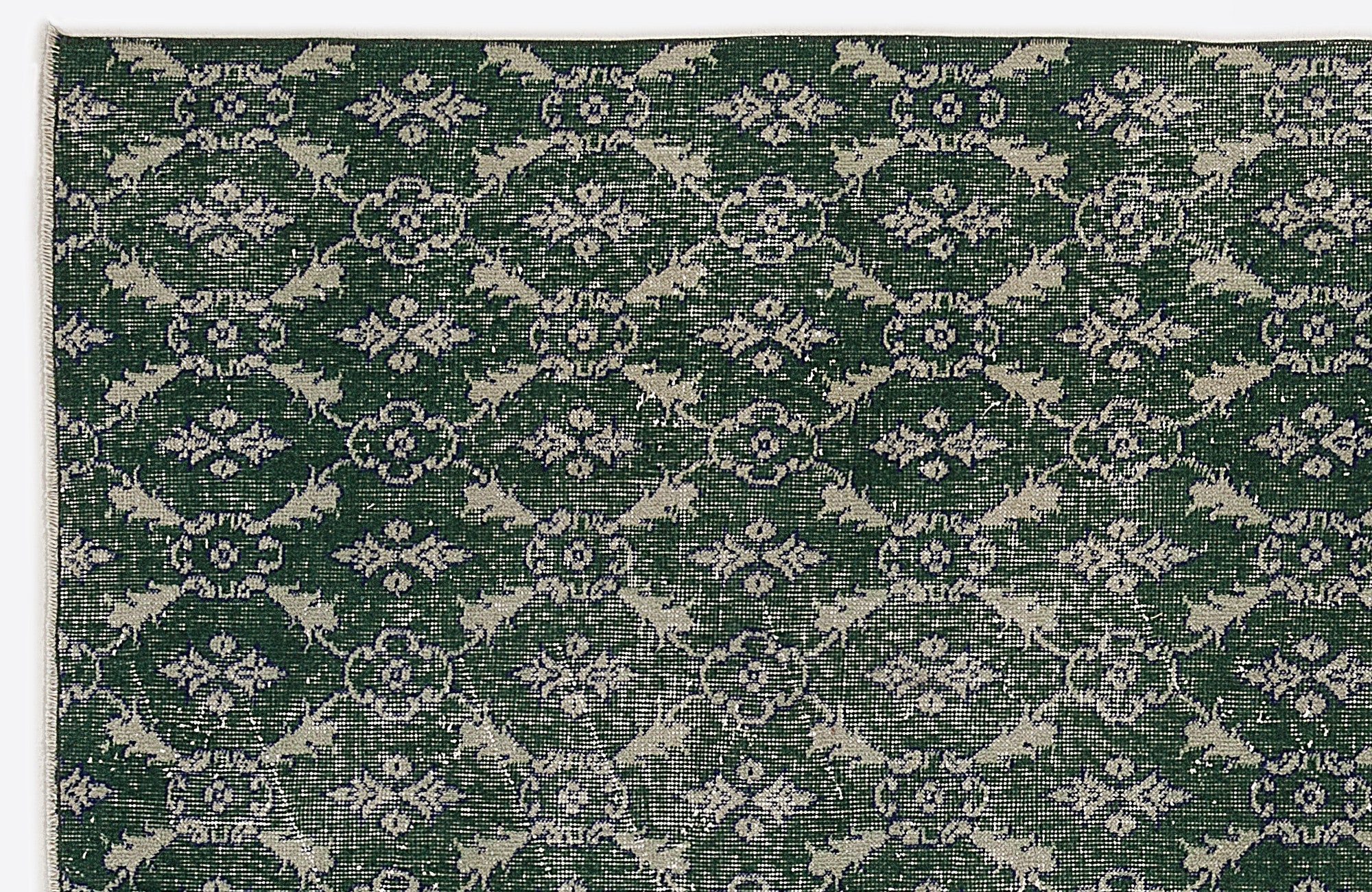 Atina Green Vintage Wool Handmade Area Rug 4'8" x 8'3"