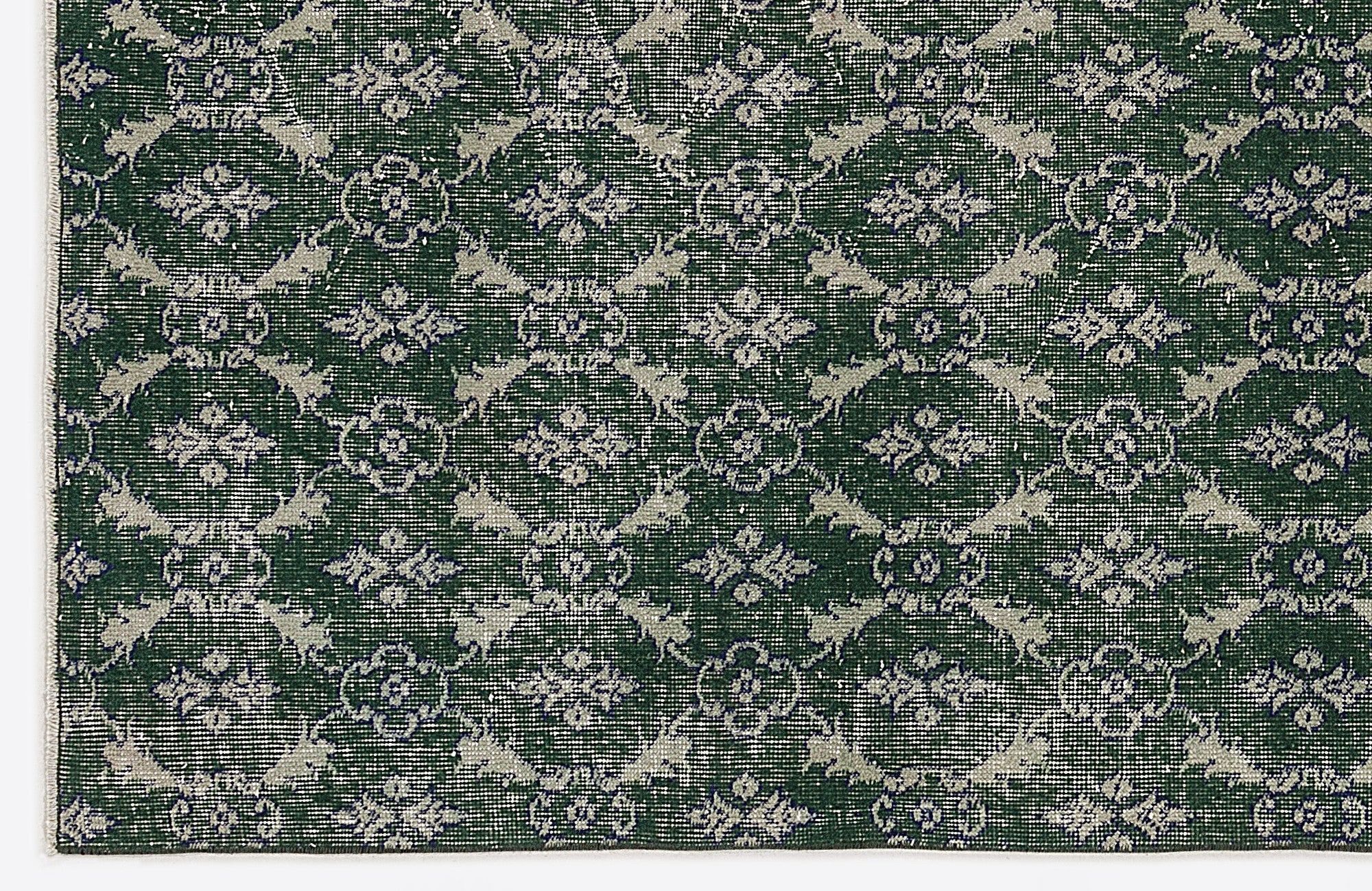 Atina Green Vintage Wool Handmade Area Rug 4'8" x 8'3"