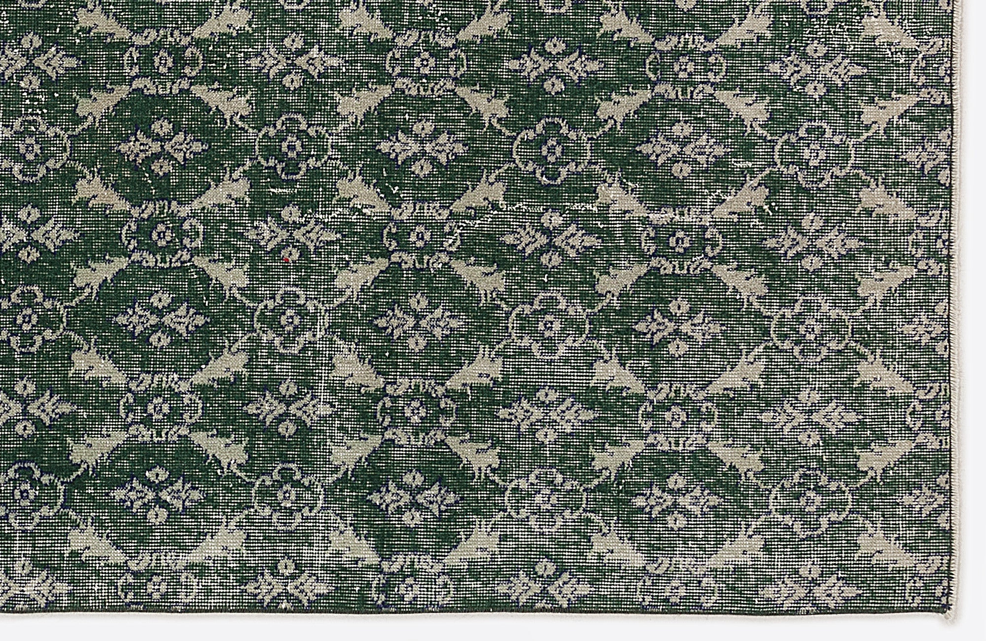 Atina Green Vintage Wool Handmade Area Rug 4'8" x 8'3"