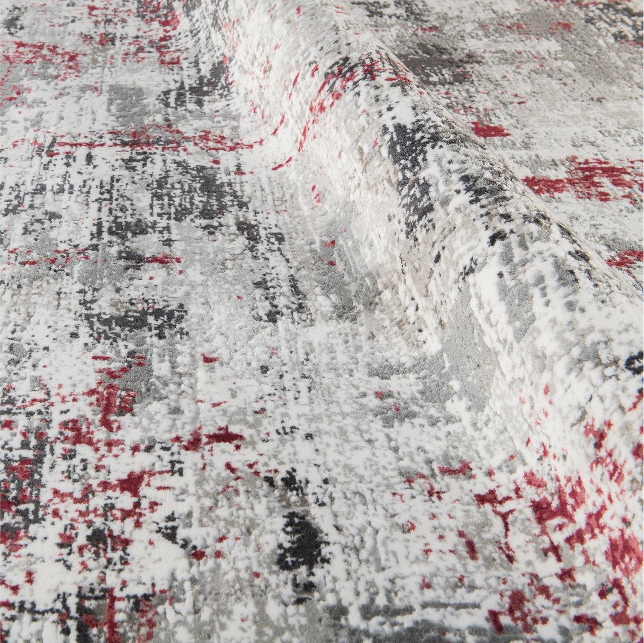 Peyton Burgundy Grey White Modern Machine Made Area Rug