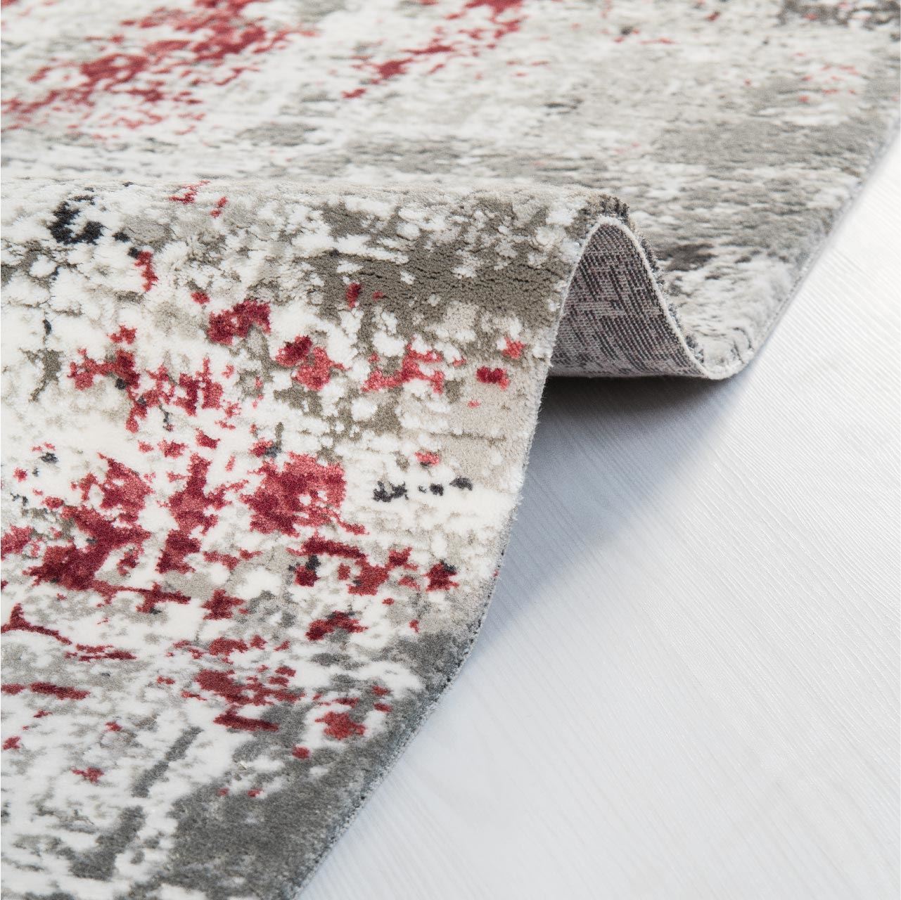 Peyton Burgundy Grey White Modern Machine Made Area Rug