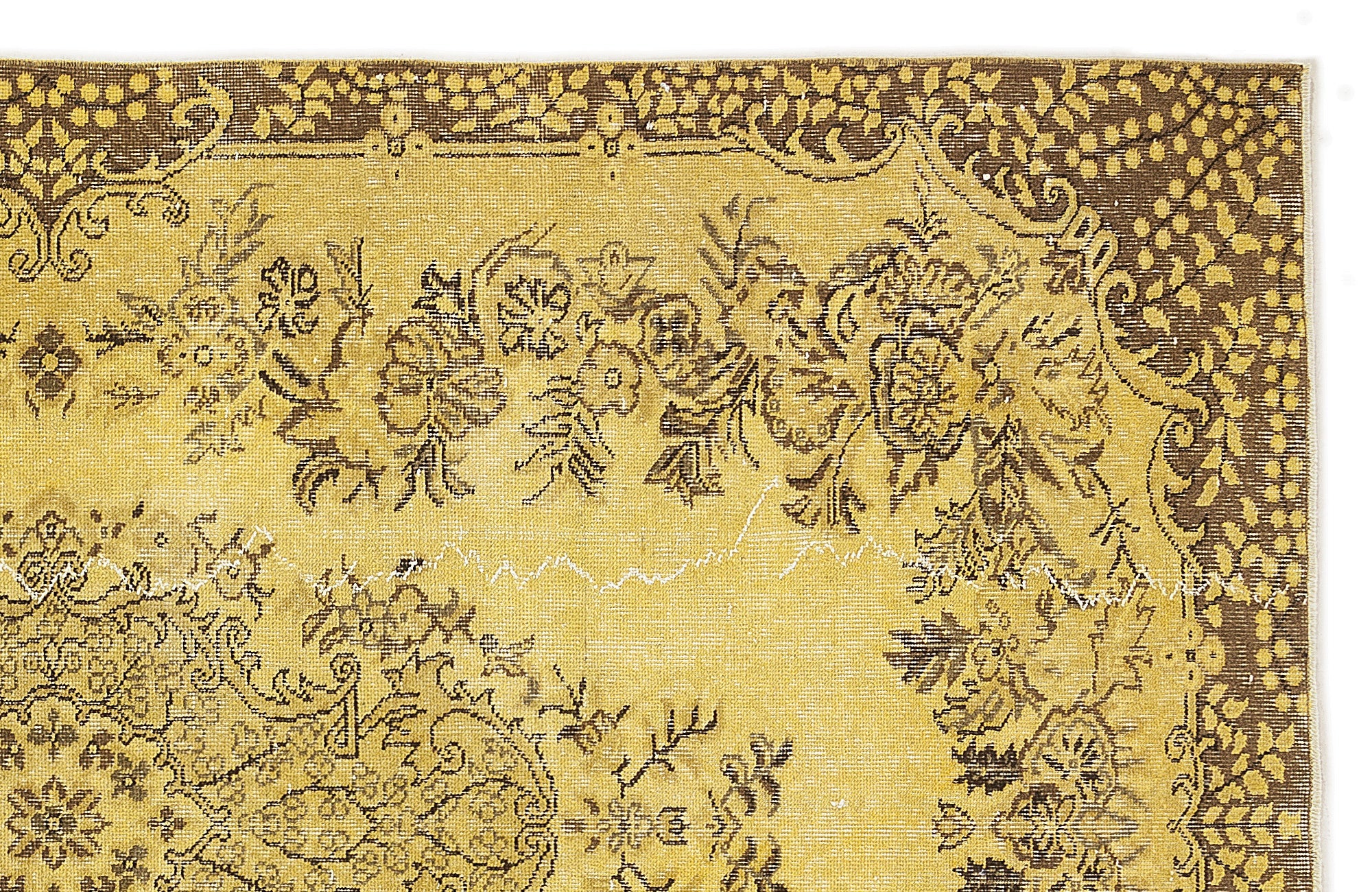 Atina Yellow Vintage Wool Handmade Area Rug 5'4" x 9'1"