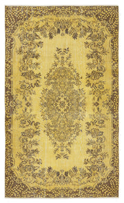Atina Yellow Vintage Wool Handmade Area Rug 5'4" x 9'1"