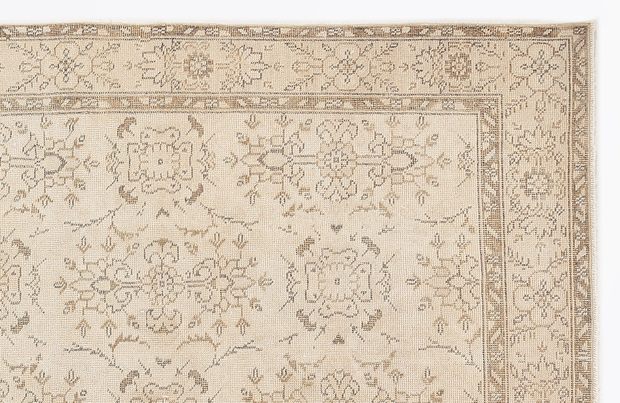 Atina Beige Vintage Wool Handmade Area Rug 5'11" x 10'3"