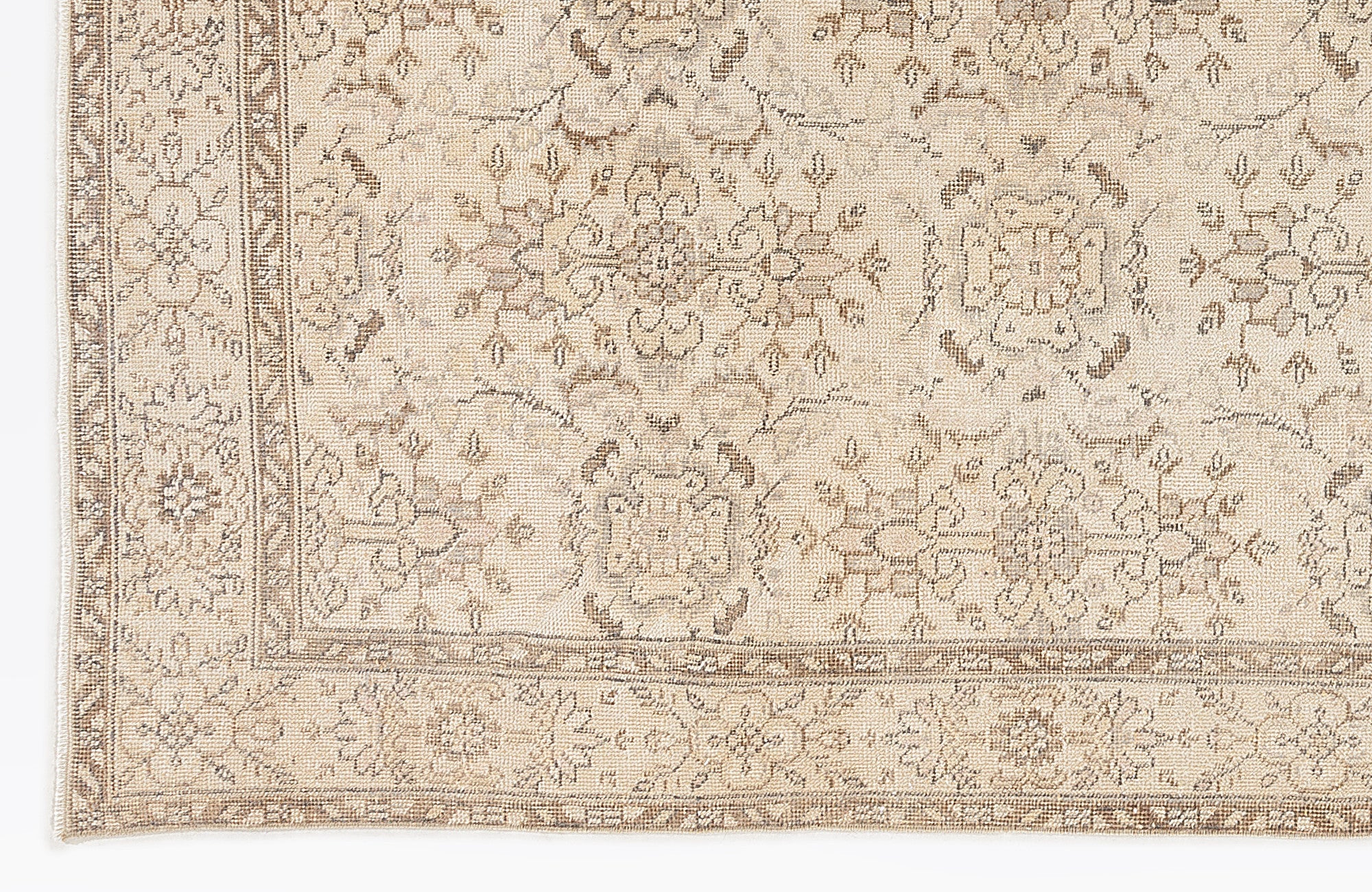 Atina Beige Vintage Wool Handmade Area Rug 5'11" x 10'3"