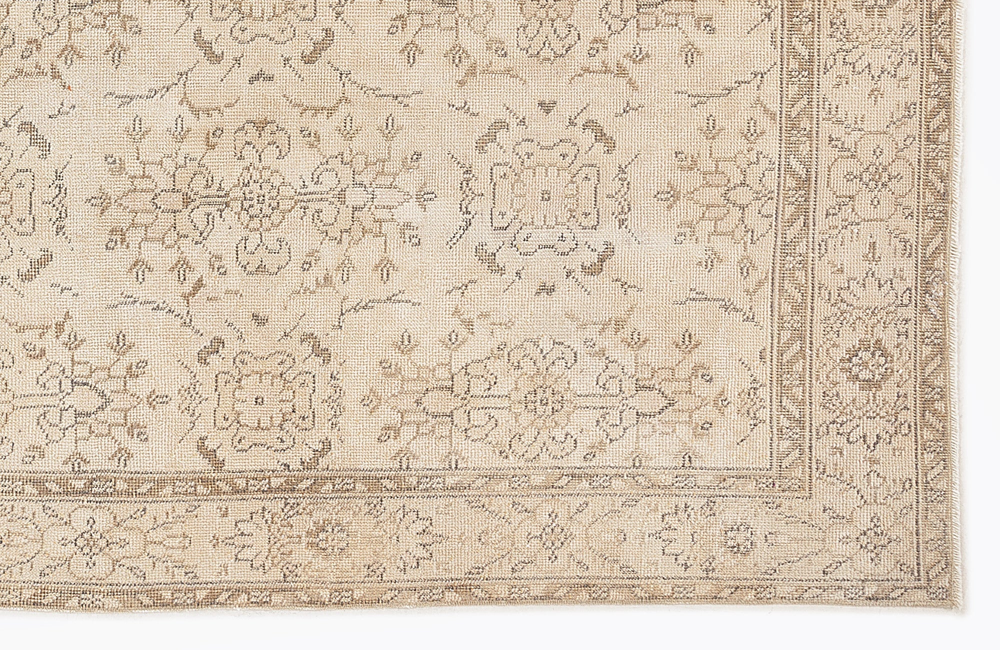 Atina Beige Vintage Wool Handmade Area Rug 5'11" x 10'3"