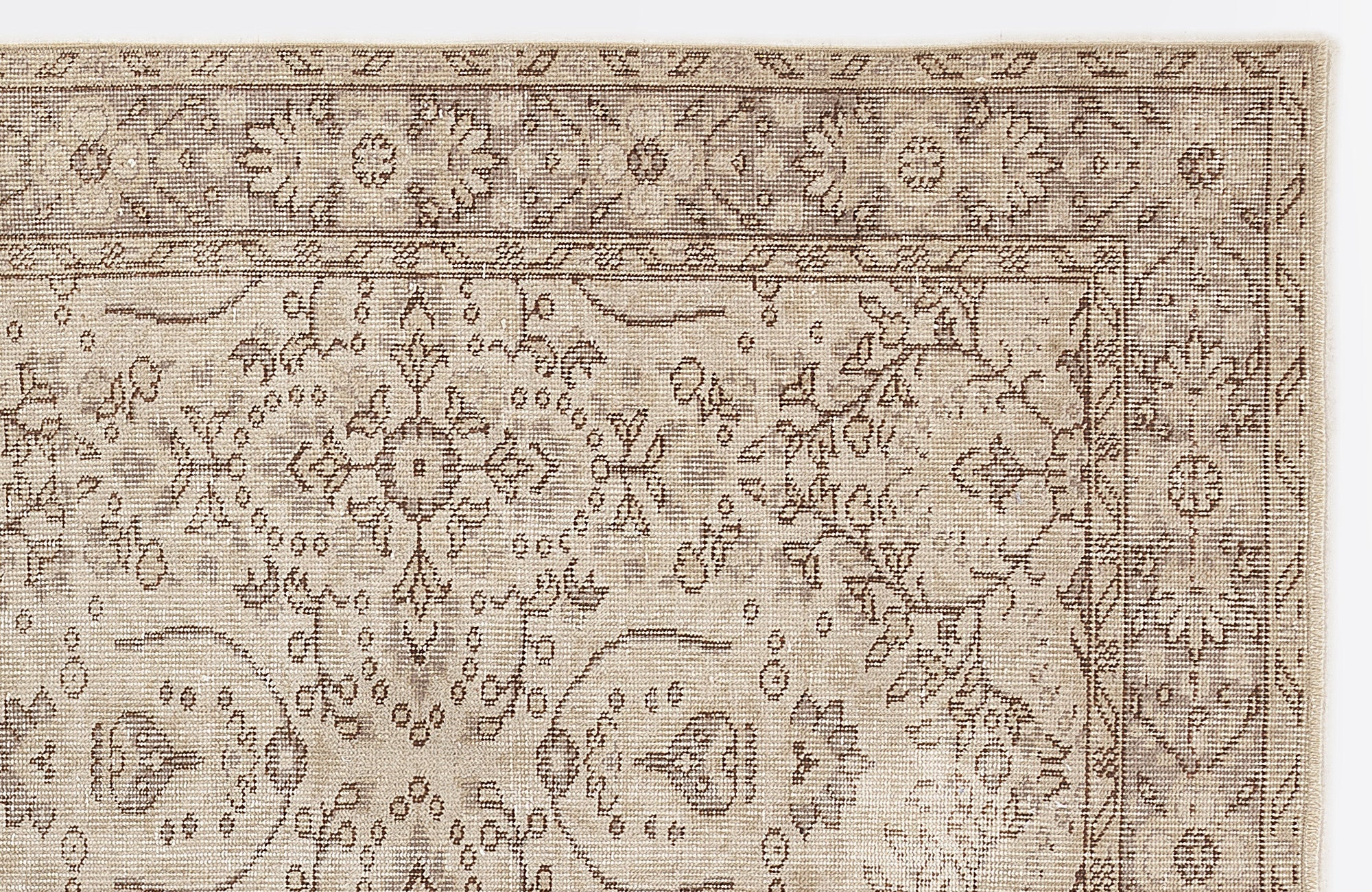 Atina Beige Vintage Wool Handmade Area Rug 5'7" x 9'7"
