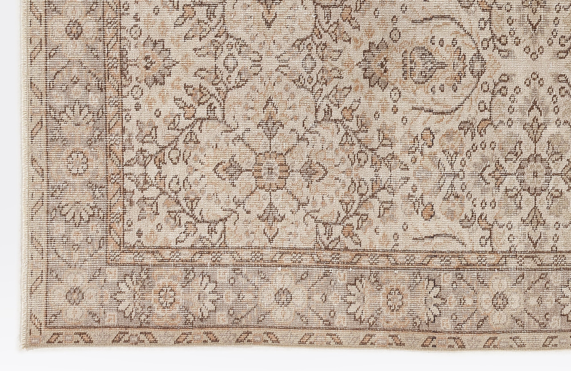 Atina Beige Vintage Wool Handmade Area Rug 5'7" x 9'7"