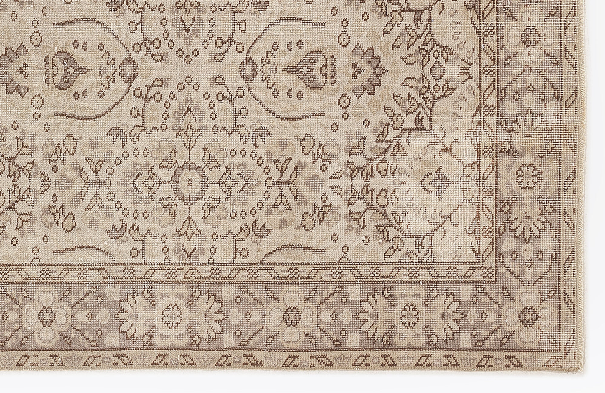 Atina Beige Vintage Wool Handmade Area Rug 5'7" x 9'7"