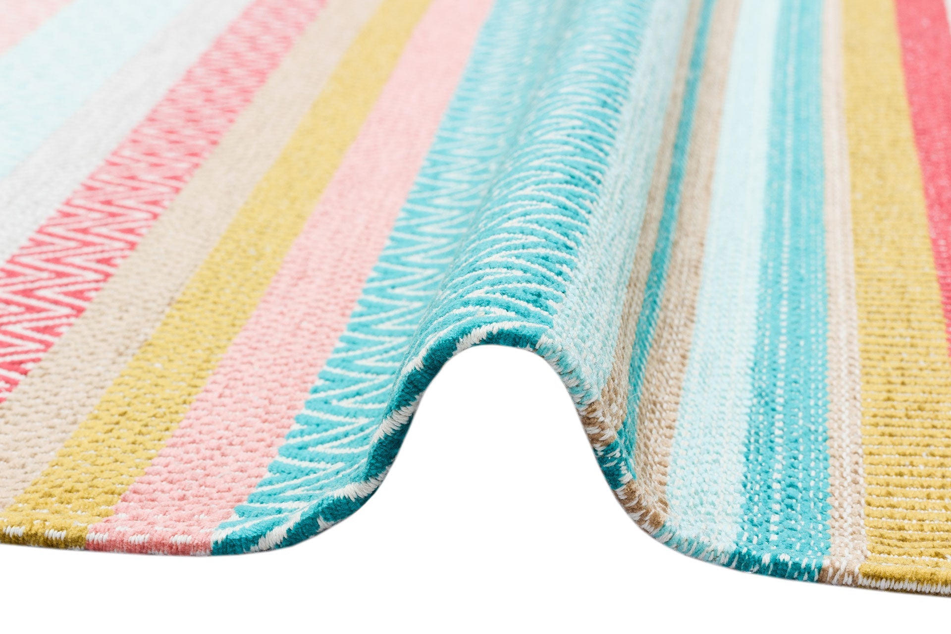 Blue Striped Cotton Kilim - Modern Woven Rug | Antibacterial Washable, Non Slip Area Rug