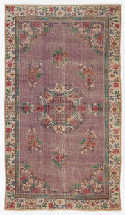 Atina Purple Classic Wool Handmade Area Rug 5'5" x 9'9"