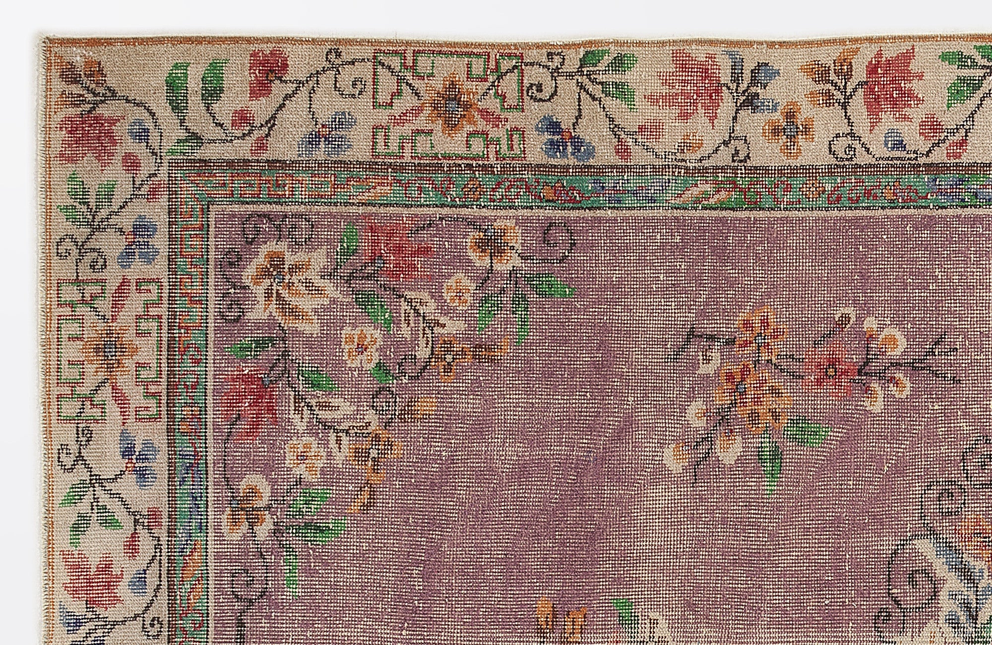 Atina Purple Classic Wool Handmade Area Rug 5'5" x 9'9"