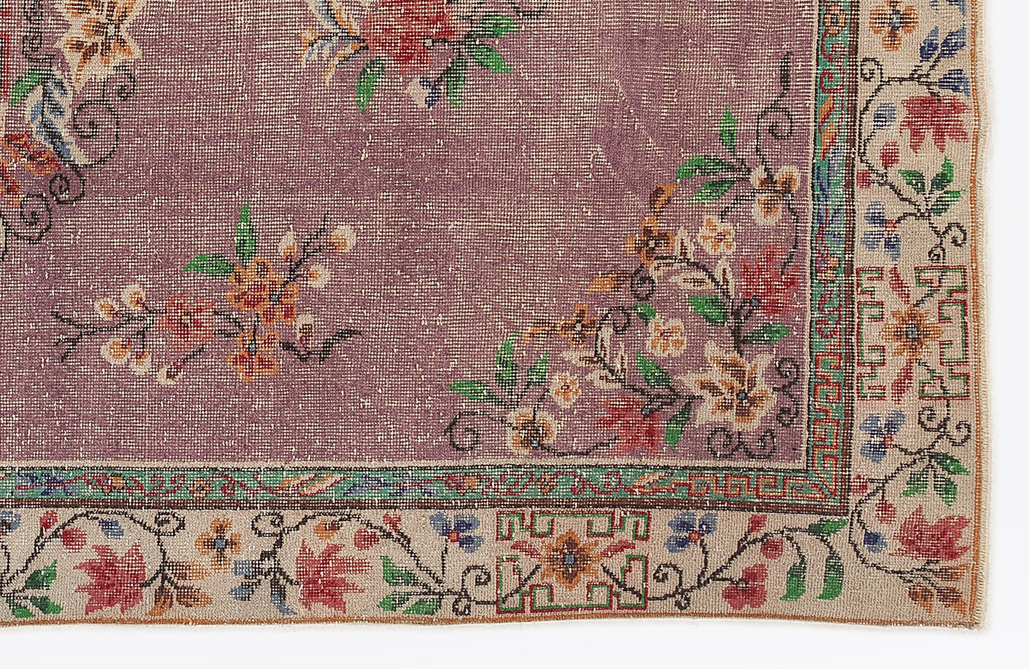 Atina Purple Classic Wool Handmade Area Rug 5'5" x 9'9"