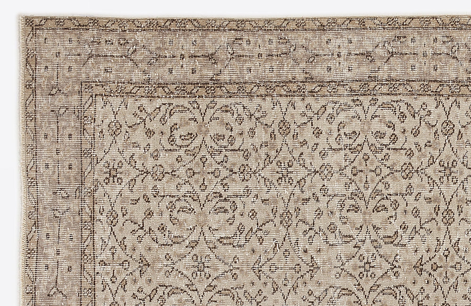 Atina Beige Vintage Wool Handmade Area Rug 5'10" x 9'1"