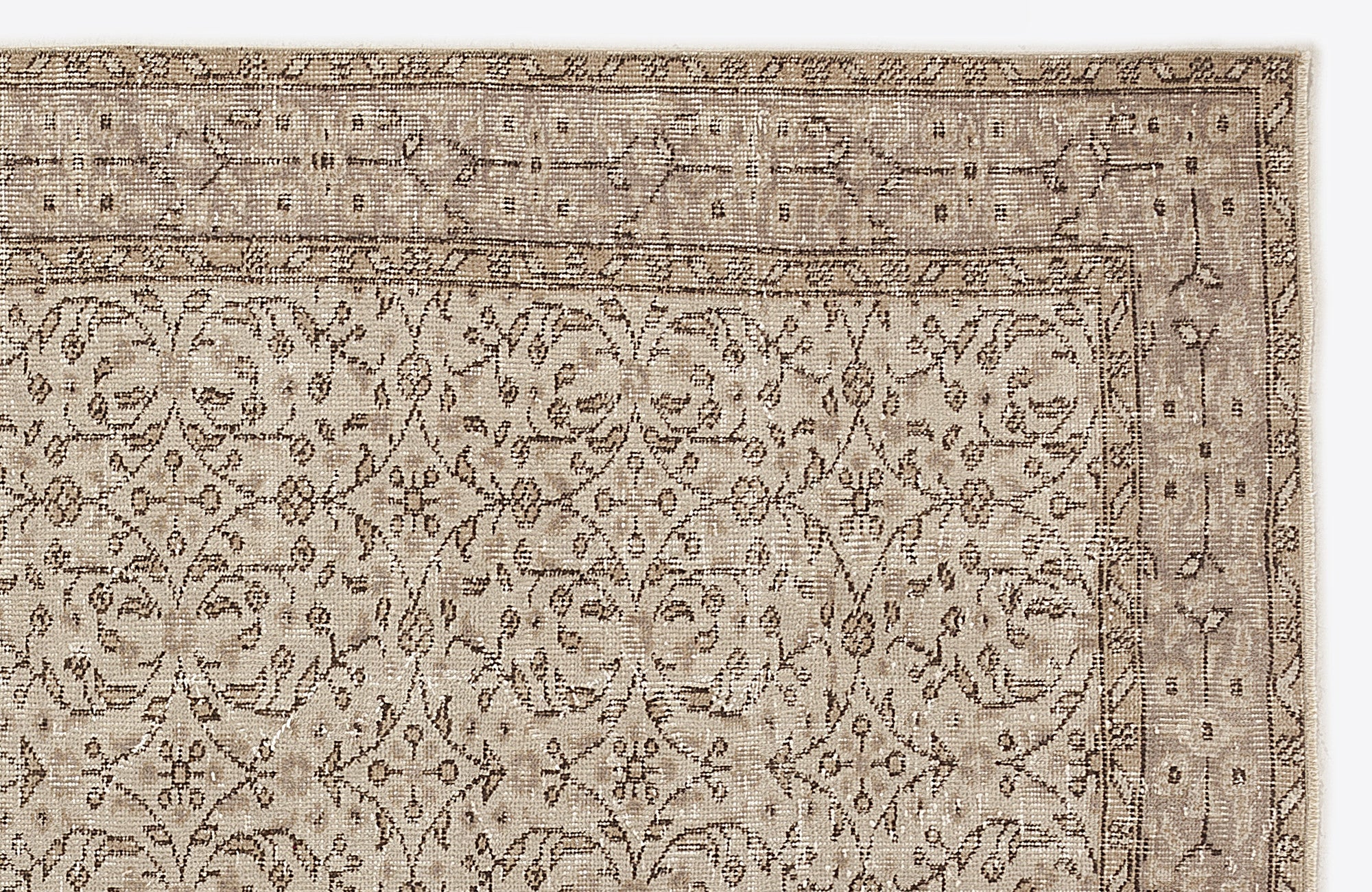 Atina Beige Vintage Wool Handmade Area Rug 5'10" x 9'1"
