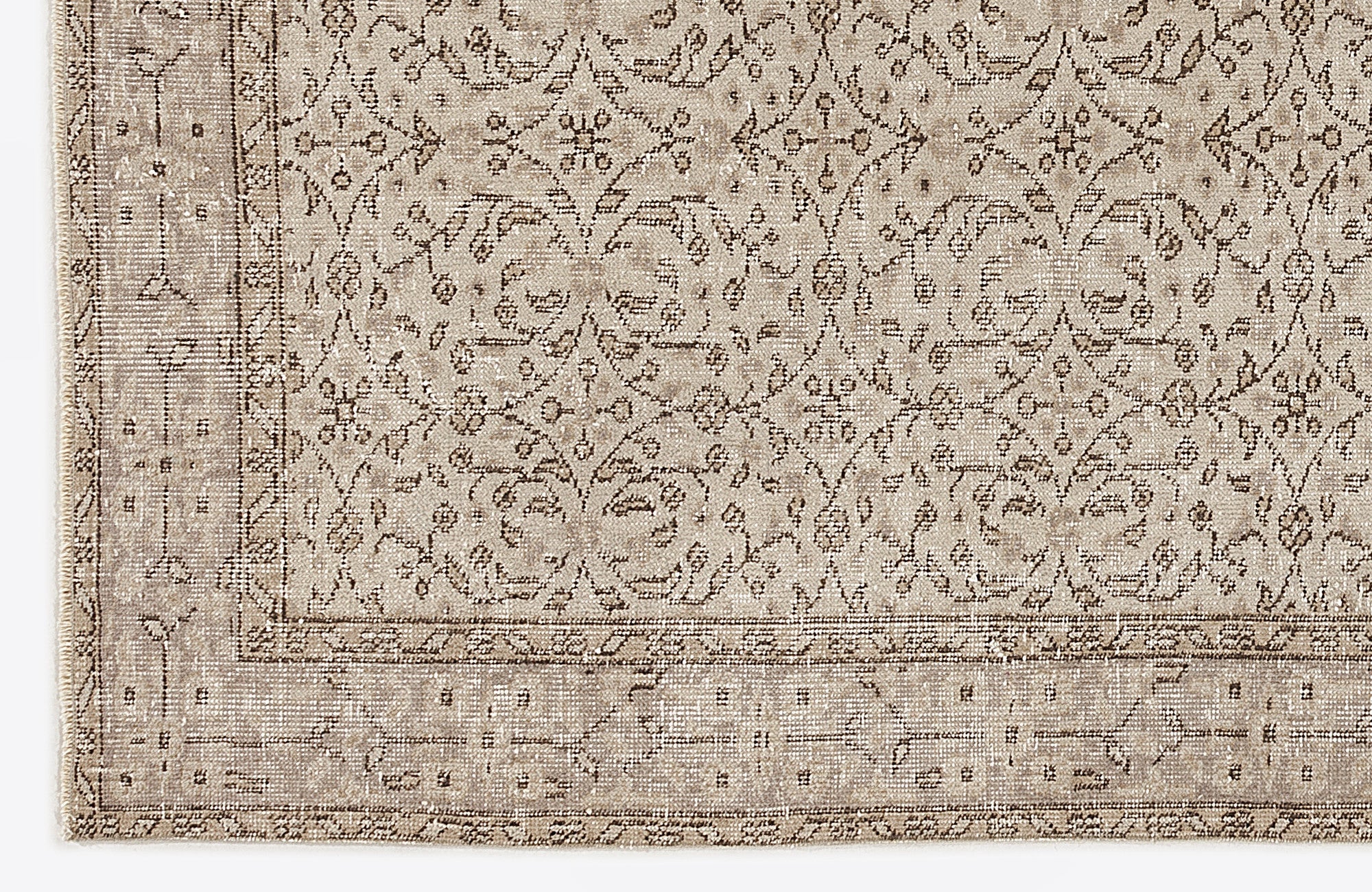 Atina Beige Vintage Wool Handmade Area Rug 5'10" x 9'1"
