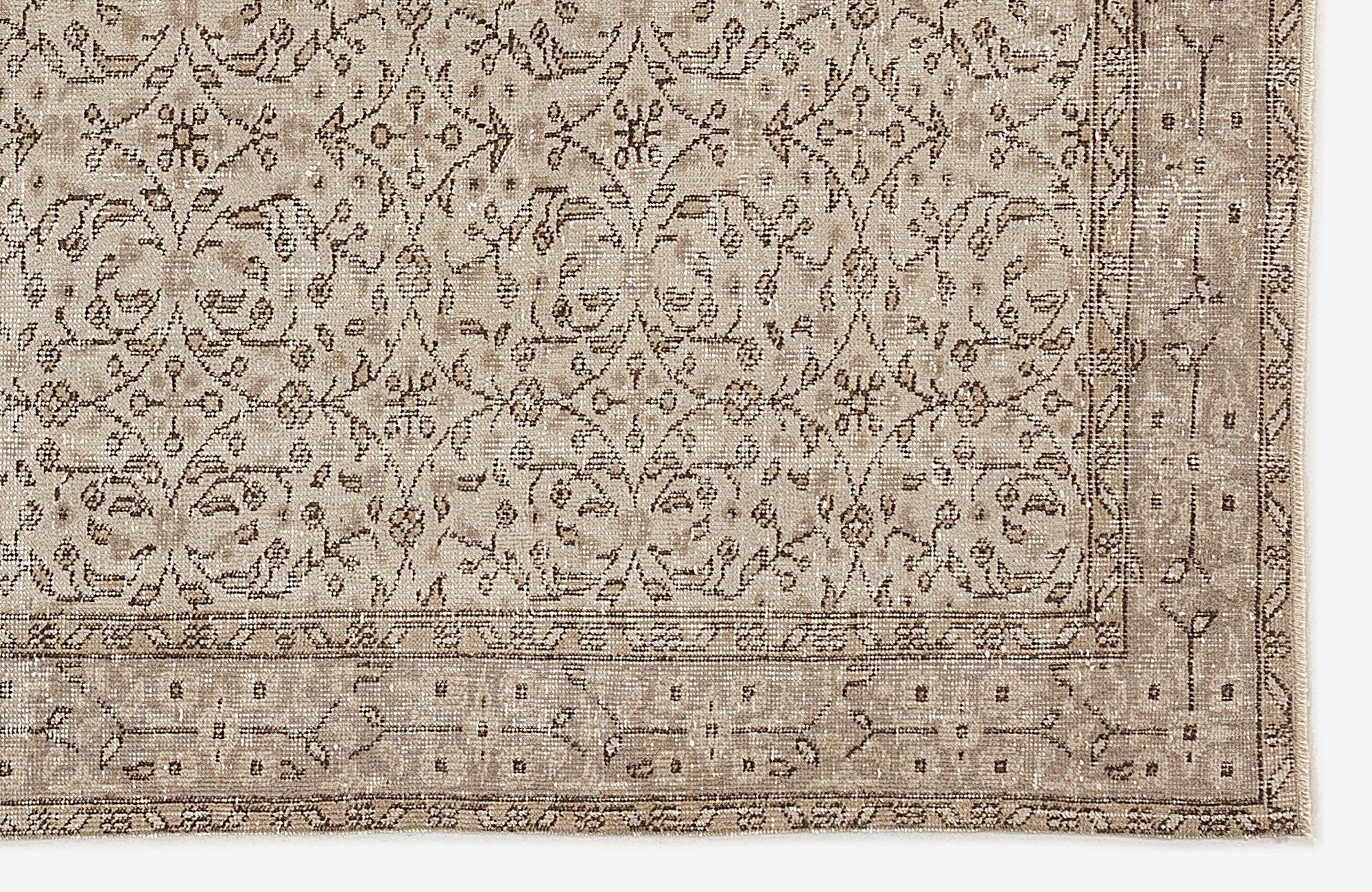 Atina Beige Vintage Wool Handmade Area Rug 5'10" x 9'1"