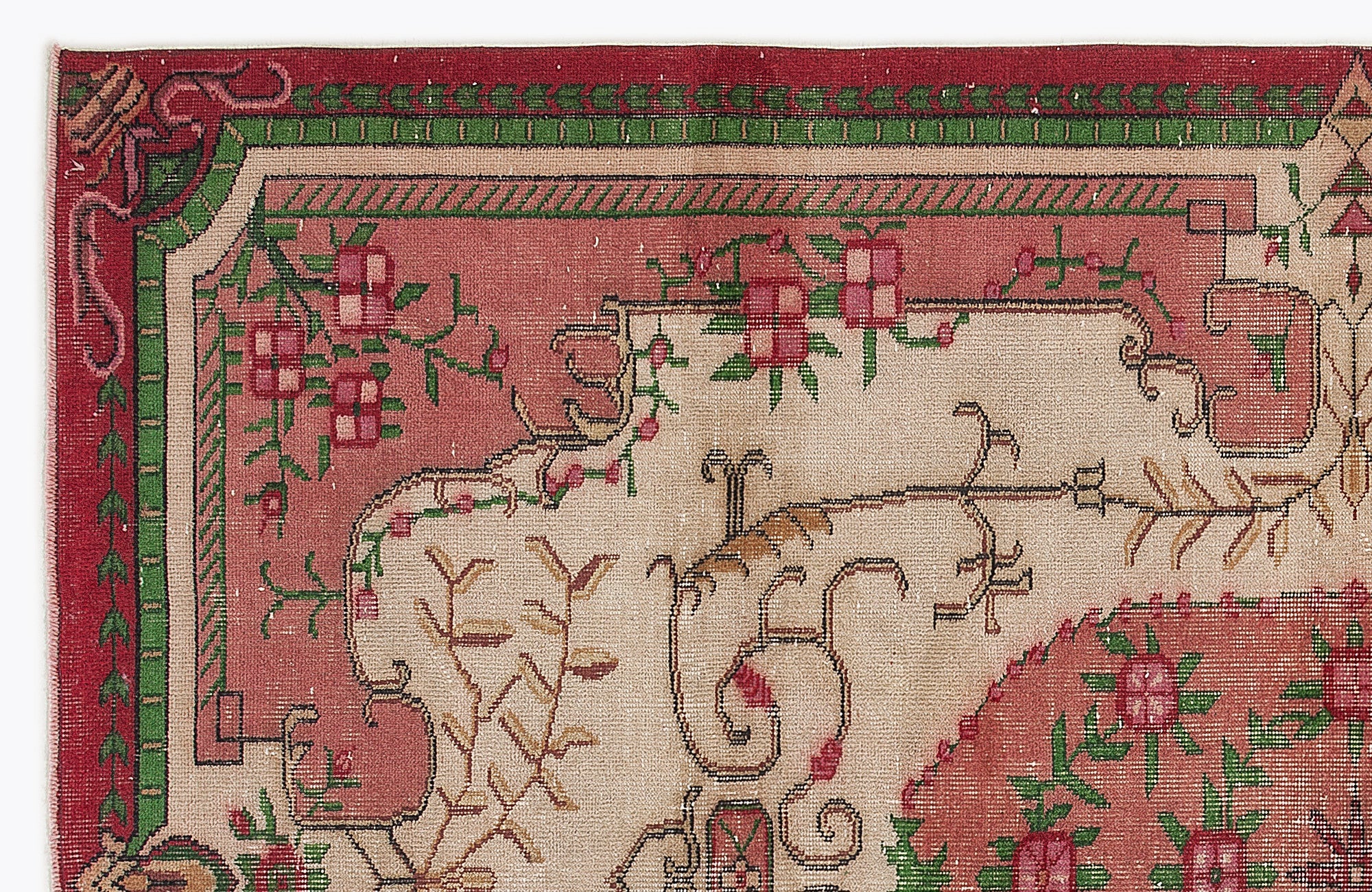 Atina Pink Vintage Wool Handmade Area Rug 5'7" x 9'2"